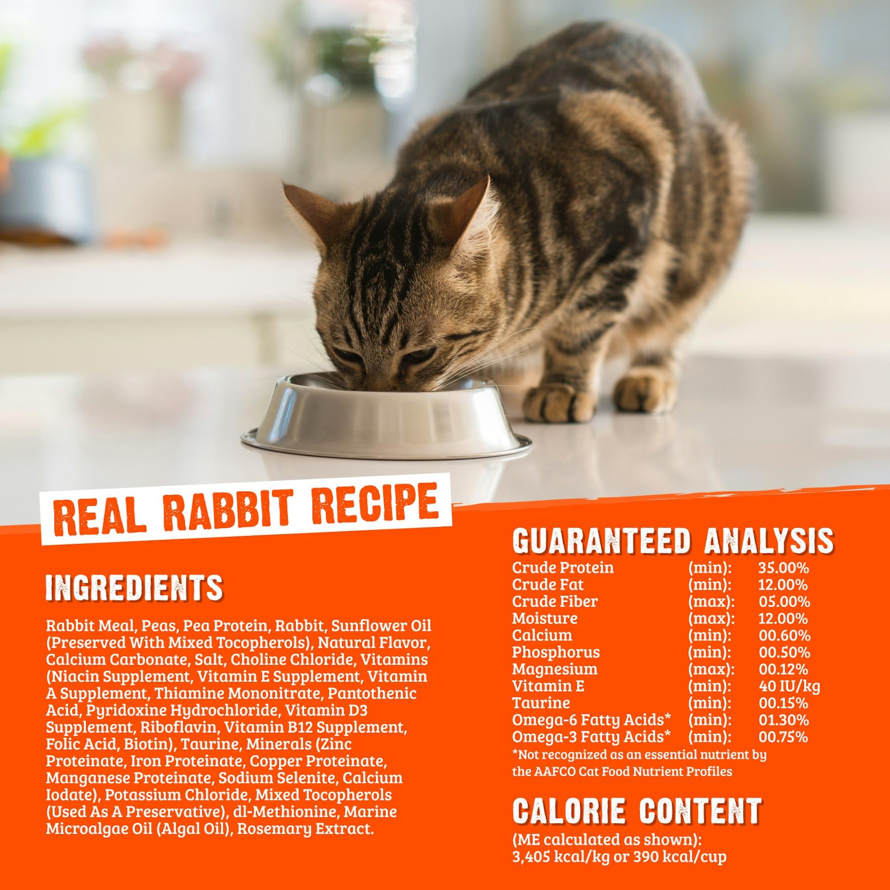 Rawz Real Rabbit Dry Food for Cats with Freeze Dried Coating (3.5 Pounds) Made in USA