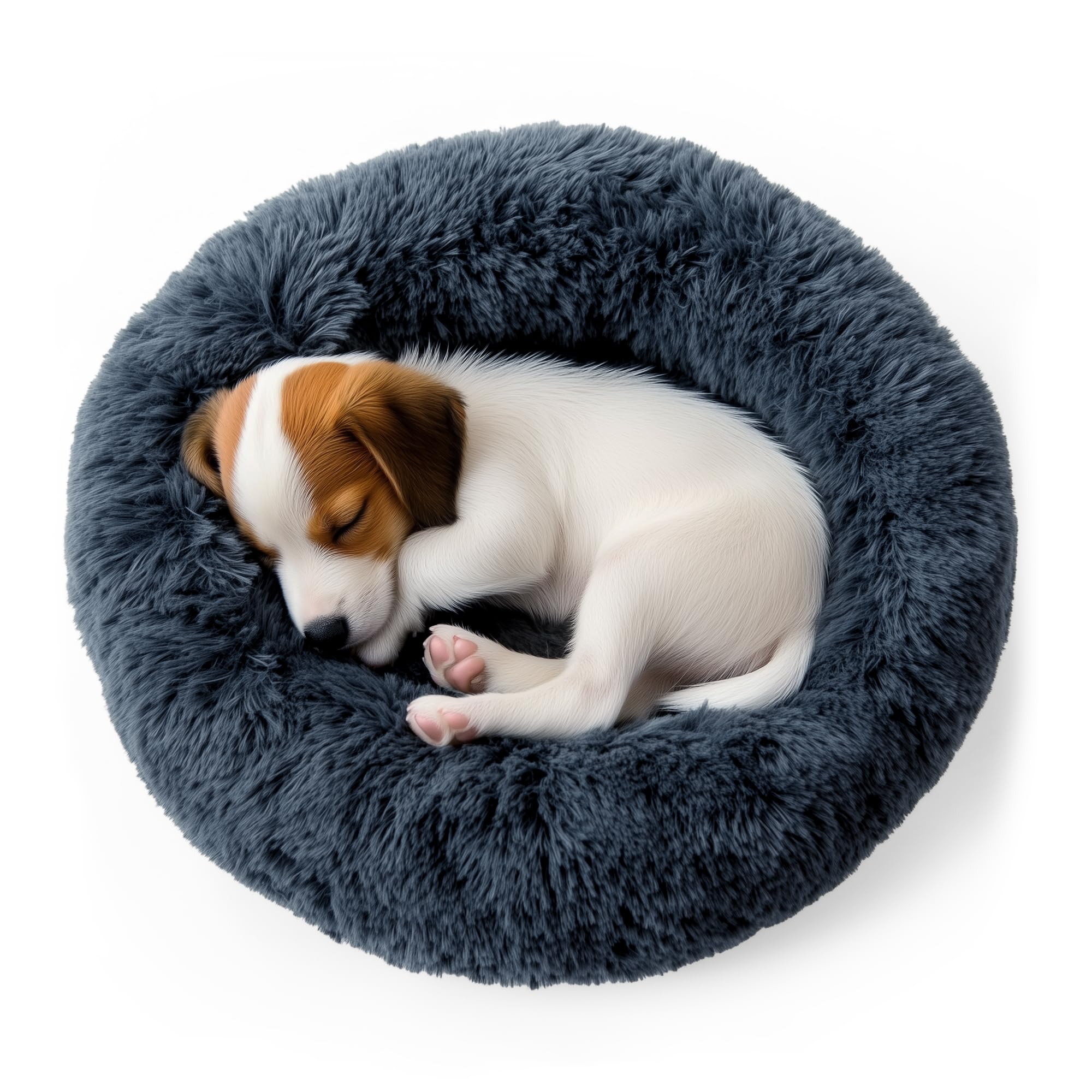 Deconovo Calming Dog Bed For Small Dogs/Cats - Plush Donut Pet Bed With Anti-Slip Bottom, Washable Anti-Anxiety Warming Cozy Sof