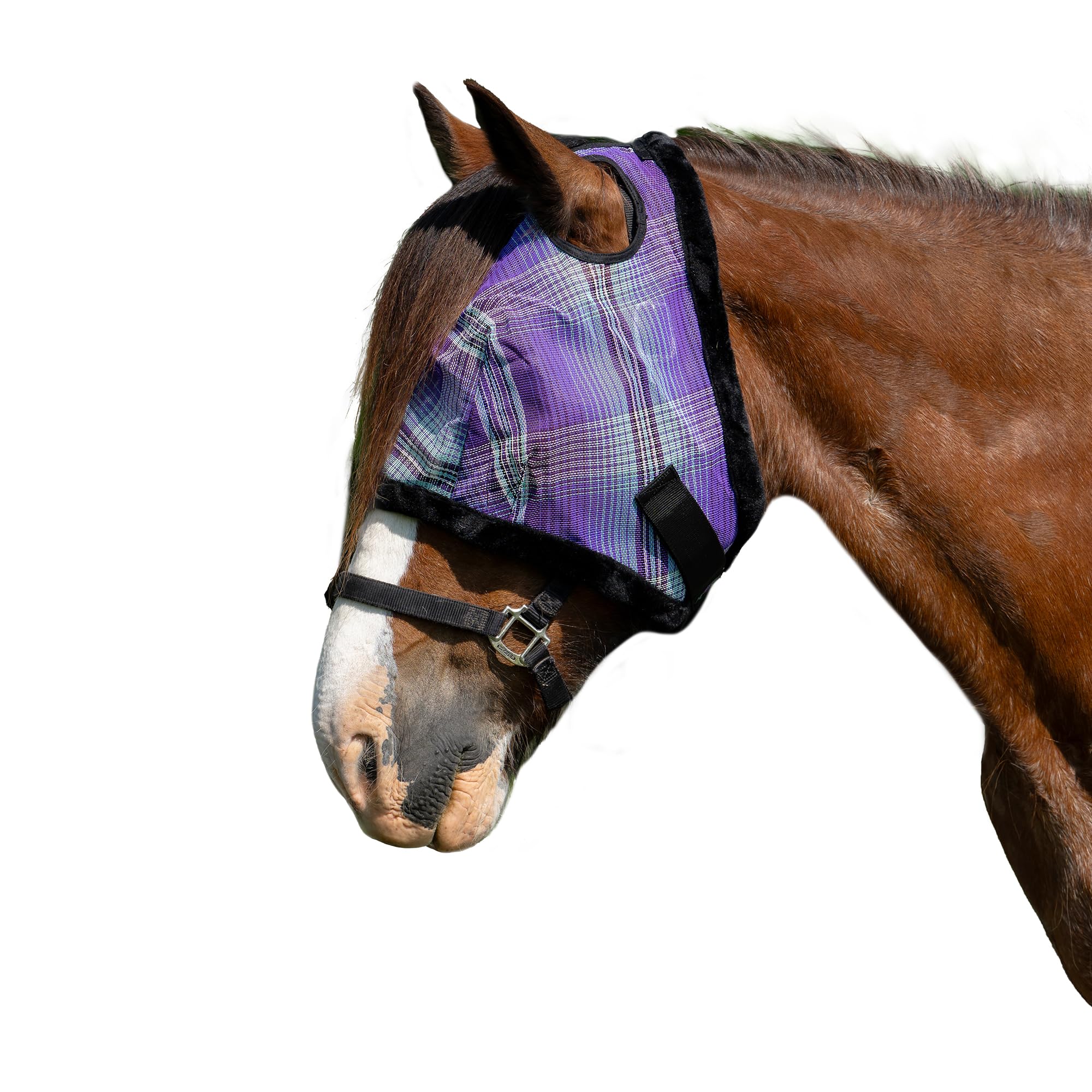 Kensington UV Fly Mask with Fleece Trim - Protective Mask with Dual Ear Opening Size: XXL Color: 2017-Lavender Mint