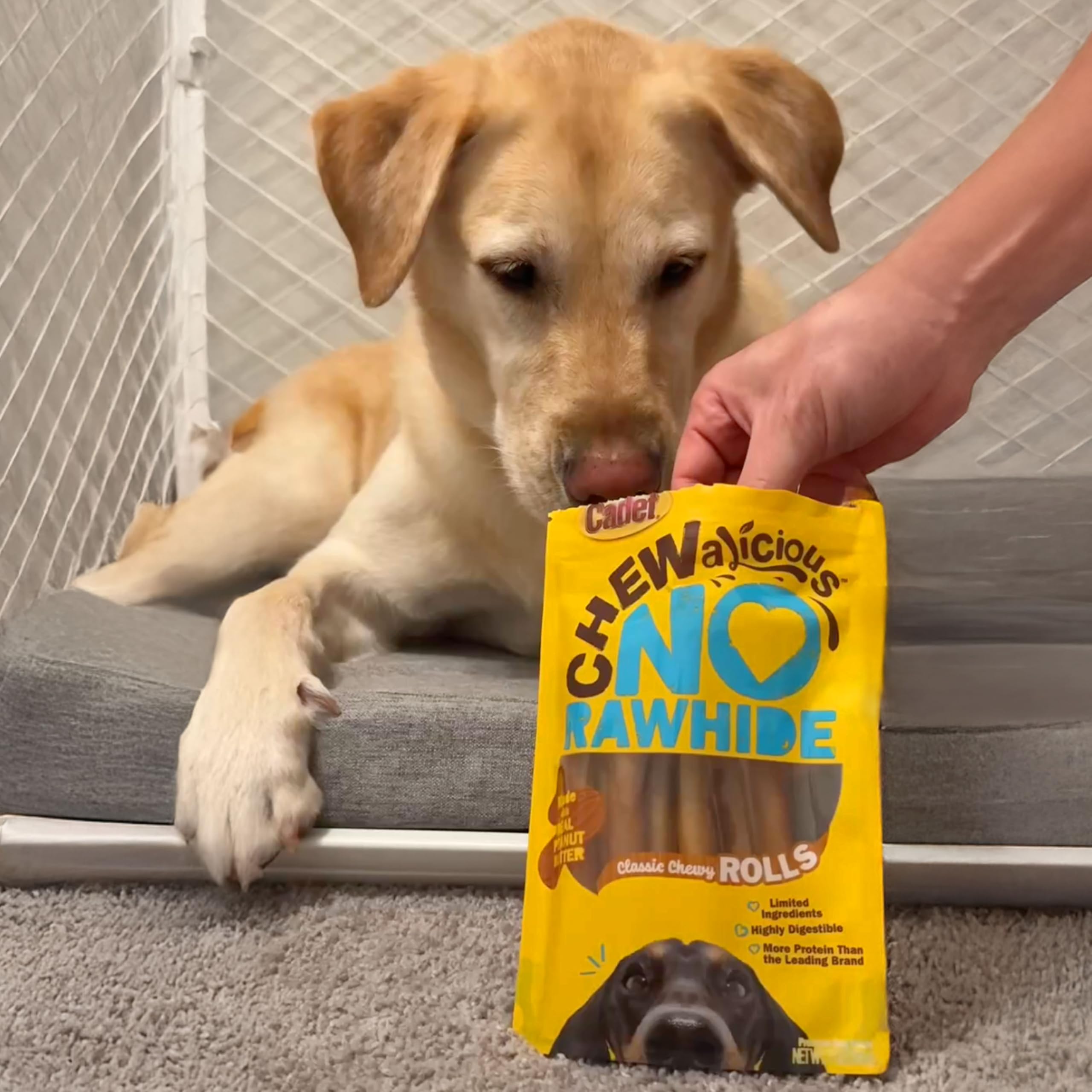 Cadet Chewalicious Classic Chewy Rolls with Real Peanut Butter, Rawhide-Free Healthy Dog Chews, Limited-Ingredient & Long-Lastin