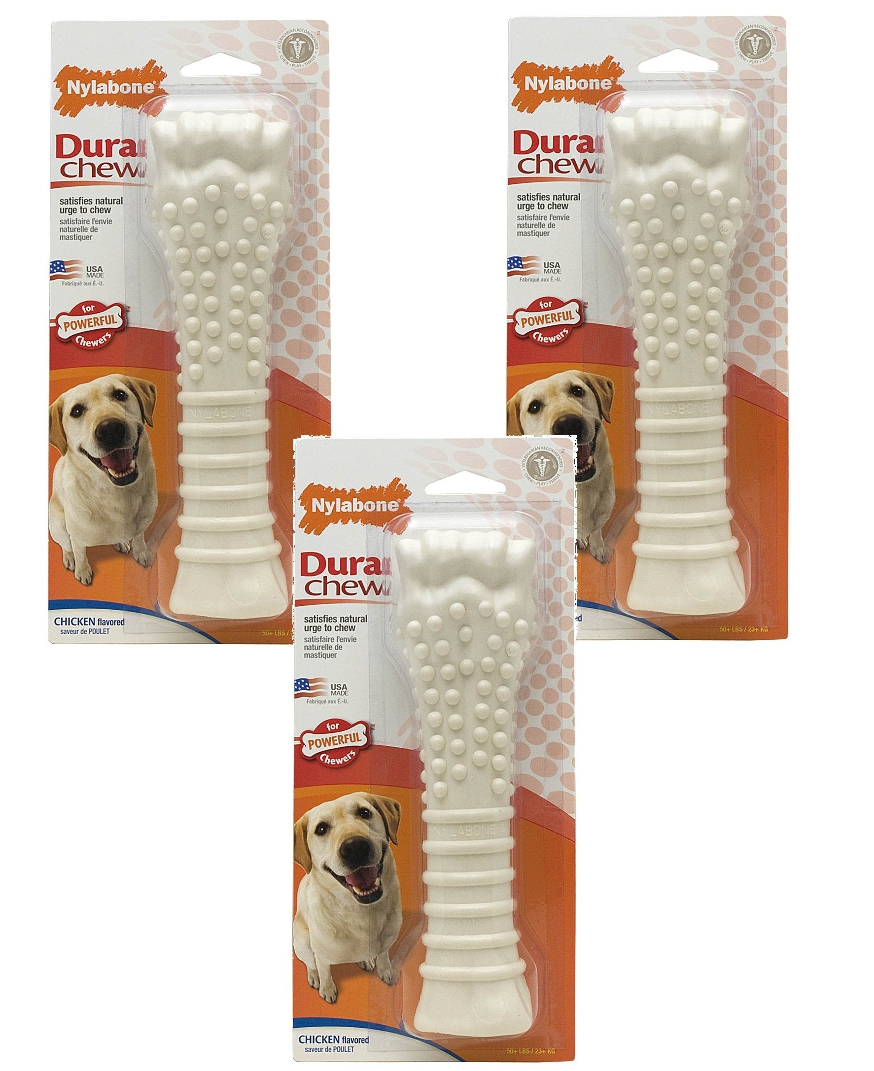 Nylabone (3 Pack) Dura Chew Souper Chicken Flavored Bone Dog Chew Toys