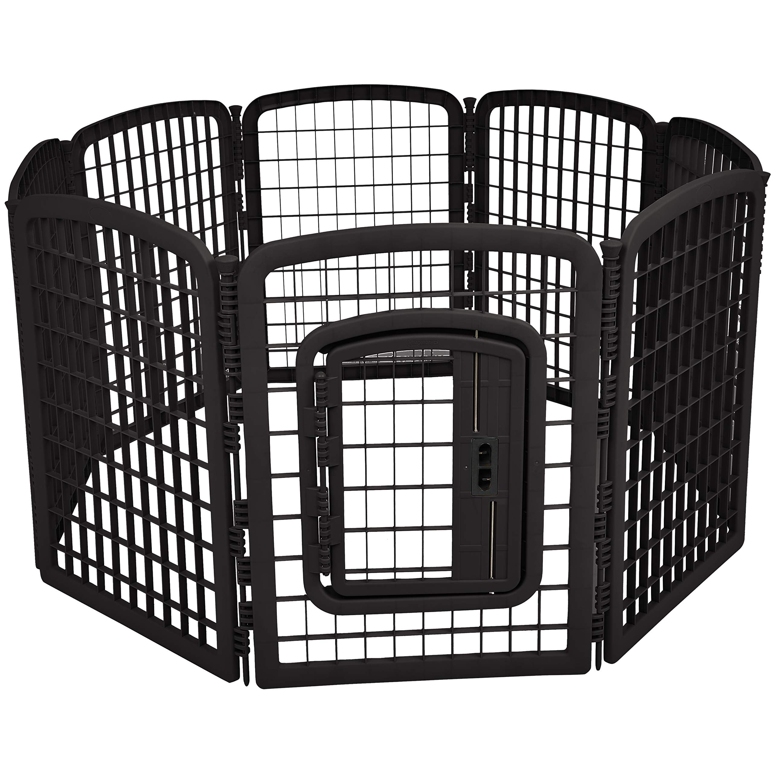 Amazon Basics 8-Panel Octagonal Plastic Pet Pen Fence Enclosure With Gate - 34 Inches, Black