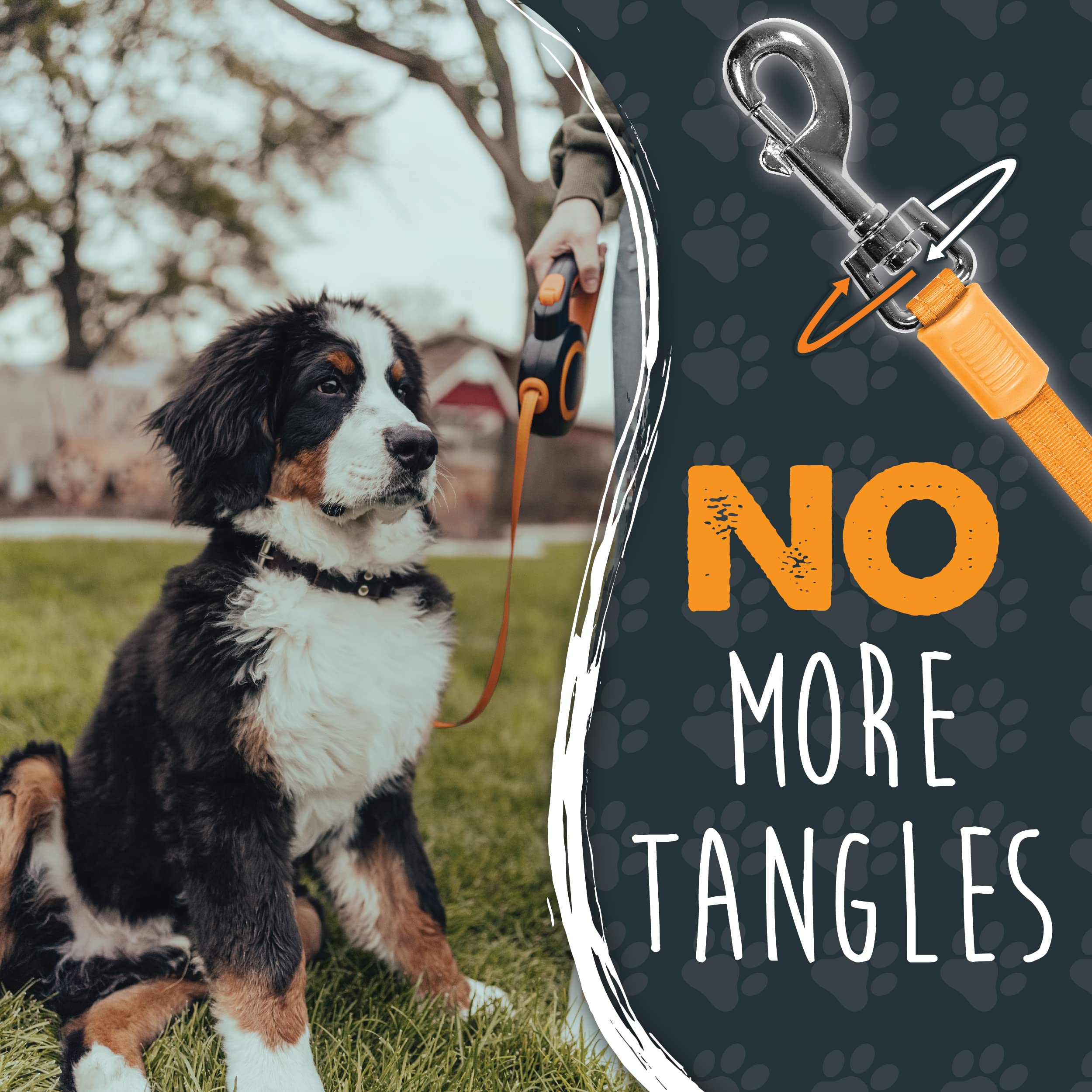 Mighty Paw Retractable Dog Leash 2.0 - 16' Heavy Duty Nylon for Pets Up to 50 lbs, Tangle-Free, Quick-Lock Braking, Anti-Slip Handle