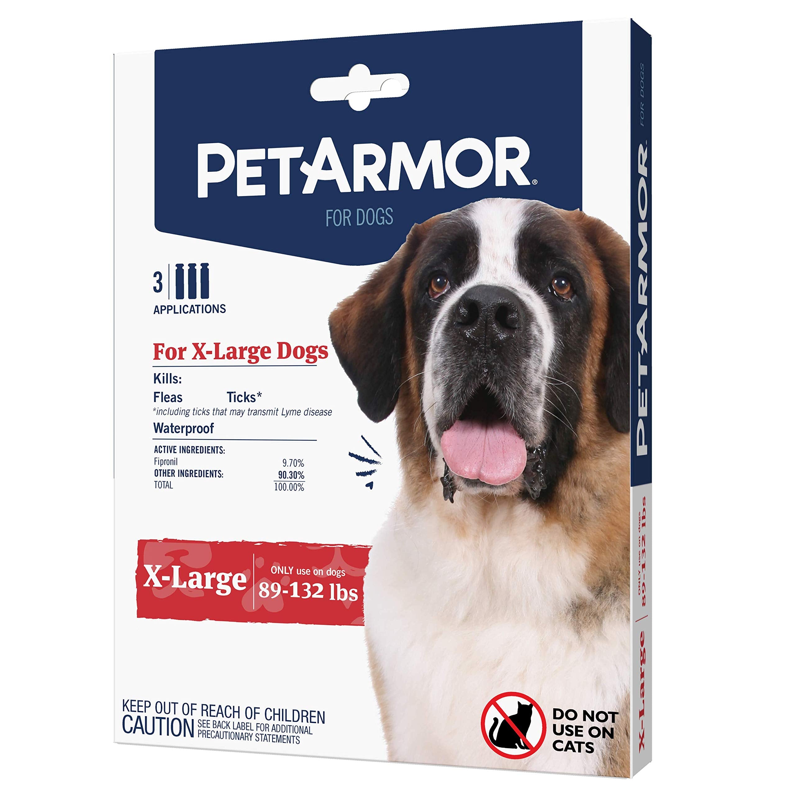 PetArmor for Dogs, Flea and Tick Treatment for Extra Large Dogs (89-132 Pounds), Includes 3 Month Supply of Topical Flea Treatme