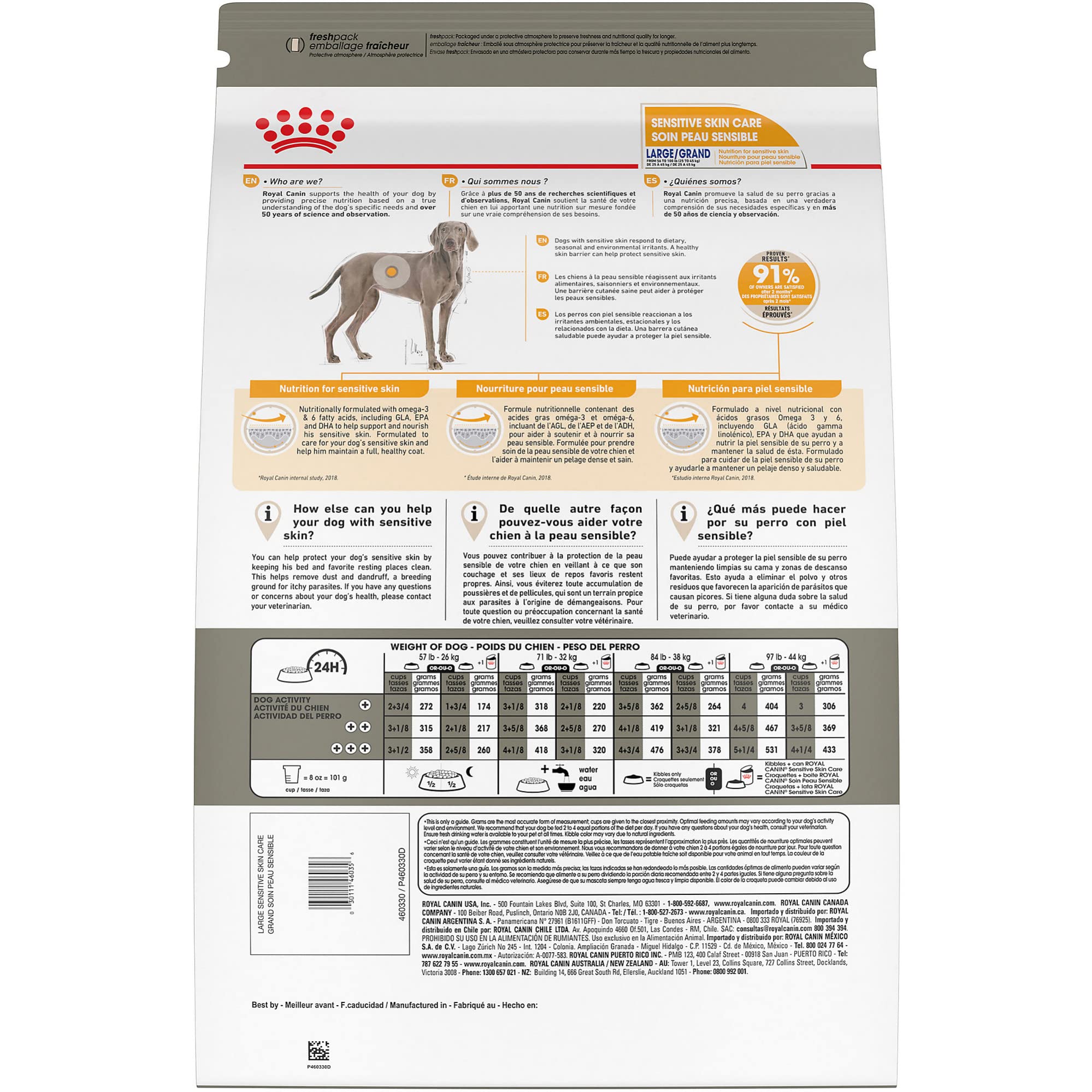 Royal Canin Canine Care Nutrition Large Adult Dry Dog Food, Sensitive Skin, 30 lb Bag, Model 460330