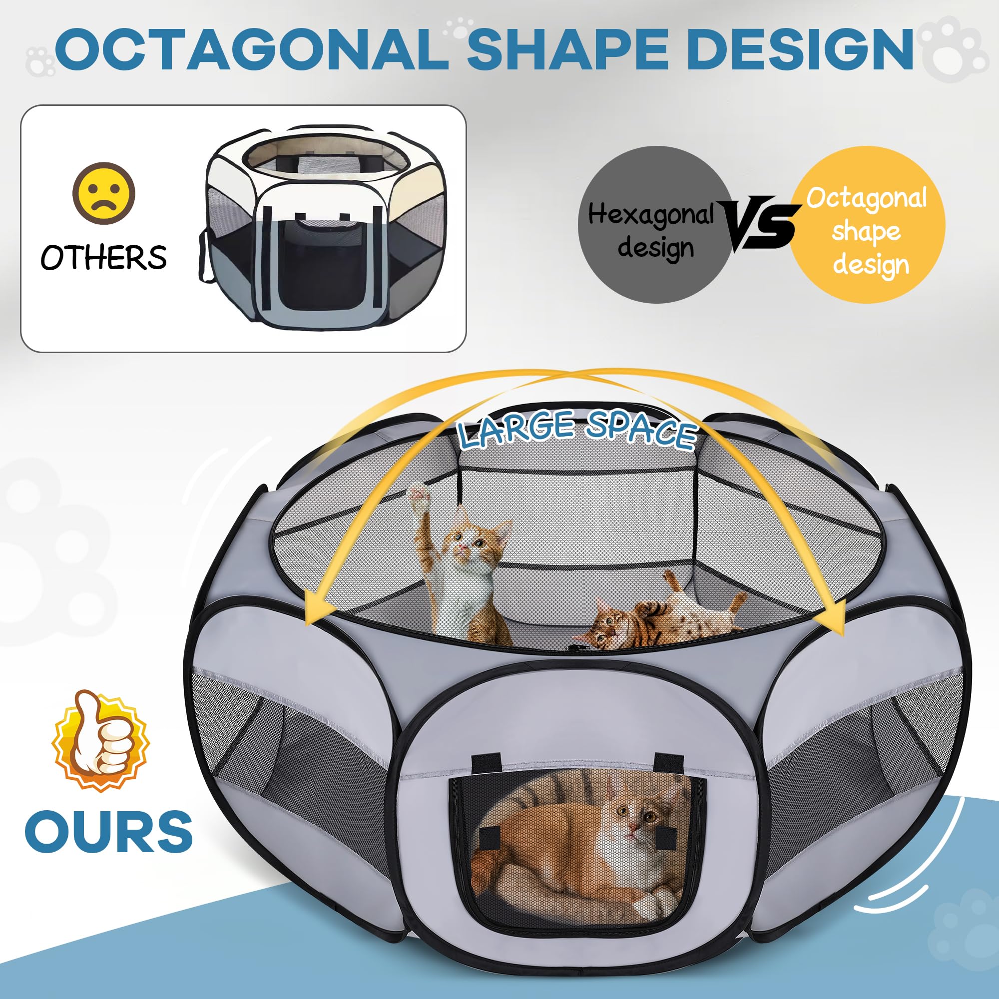 Soft Breathable Small Animal Playpen With Zipper Cover - Portable Rabbit/Bunny Pen & Chick Brooder Box, Lightweight Enclosure Fo