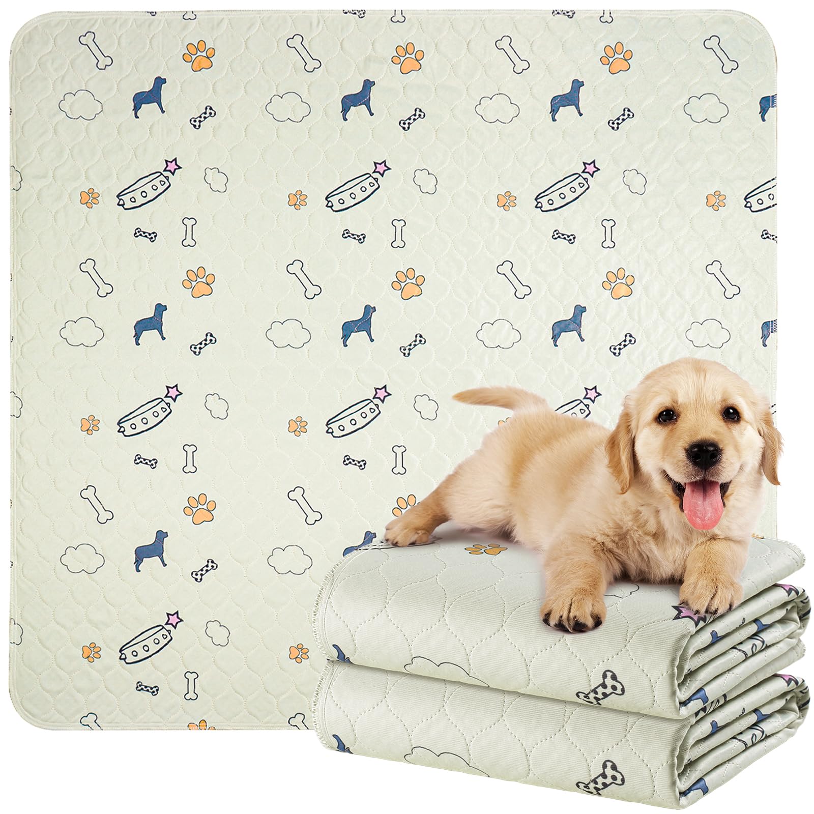Baodan Washable Pee Pads For Dogs Waterproof, 2 Pack 36X72 Reusable Puppy Pads Super Absorbent, Non-Slip Dog Pee Pads For Dog Pl