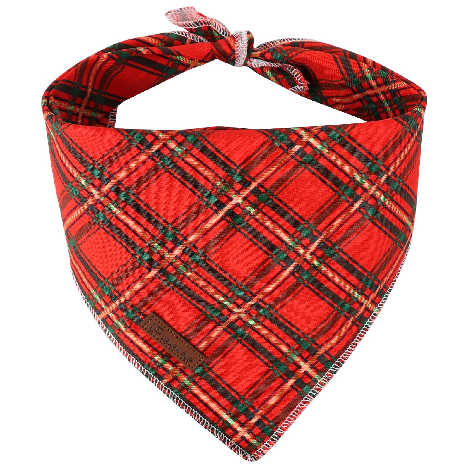 Up Urara Pup Christmas Dog Bandana, Christmas Red Plaid Man Triangle Bid Scarf For Girl Boy Dog, Cotton Pet Kerchief, Adjustable