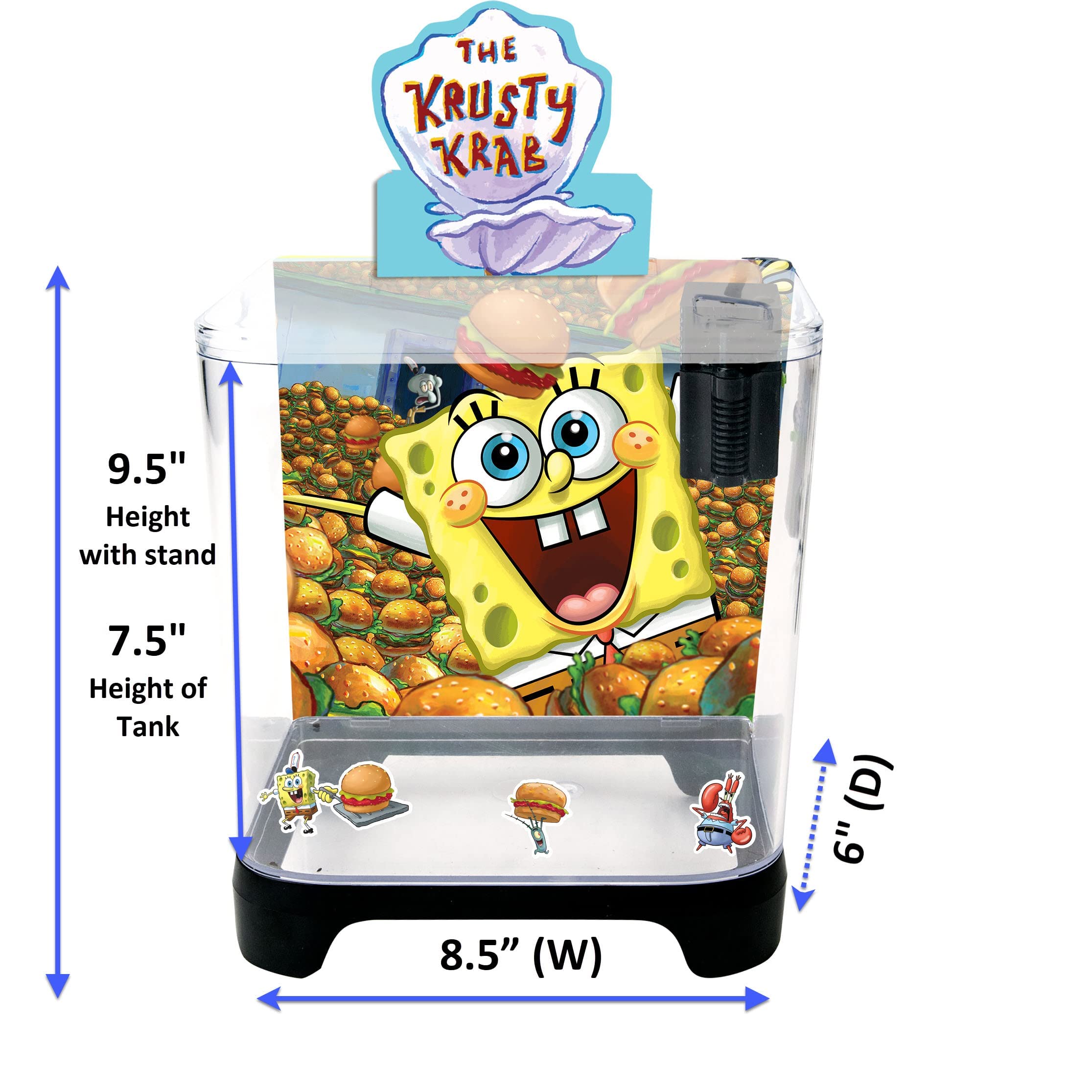 Penn-Plax Officially Licensed Spongebob Squarepants Starter Kit With 1.5 Gallon Tank – Great Way To Teach Children How To Maintain And Take Care Of An Aquarium – Sbk115