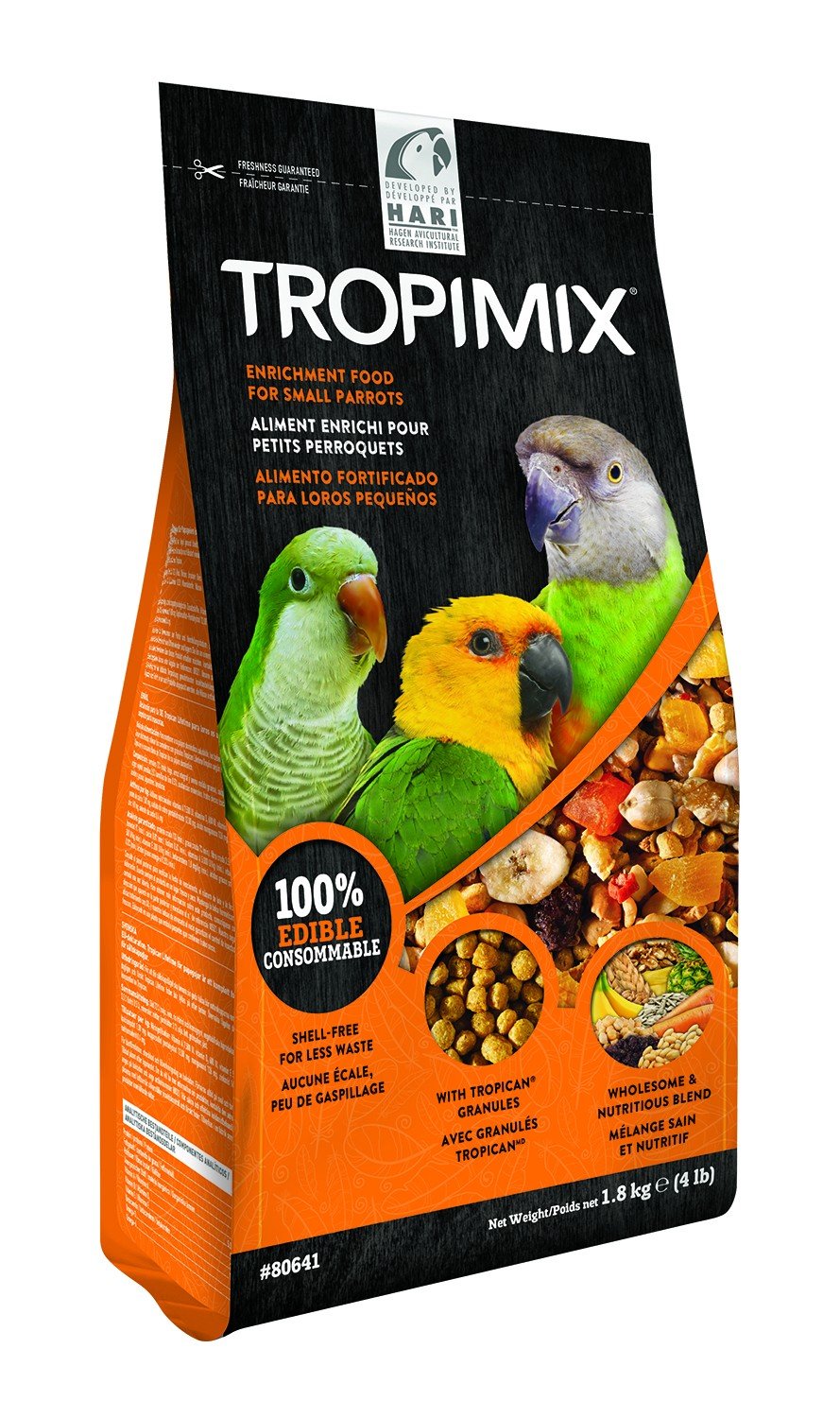 Hari Hagen Tropimix Enrichment Food for Small Parrots, 4 lb. (1.8 kg) - HARI Small Parrot Food with Seeds, Fruit, Nuts, Vegetabl