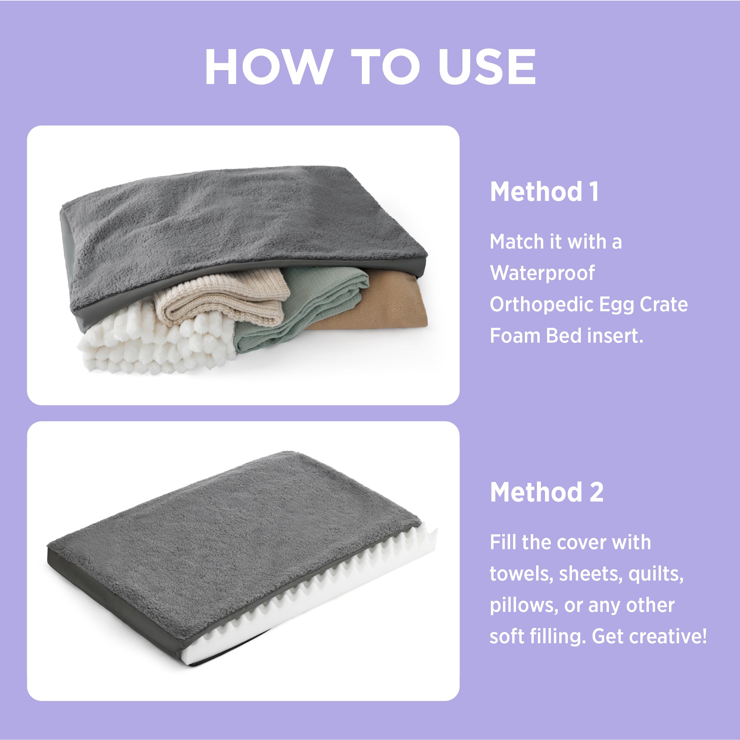 Lesure Dog Bed Cover Large Washable Replacement Cover For Orthopedic Pet Mat 36X27X3 Inches, Dark Grey