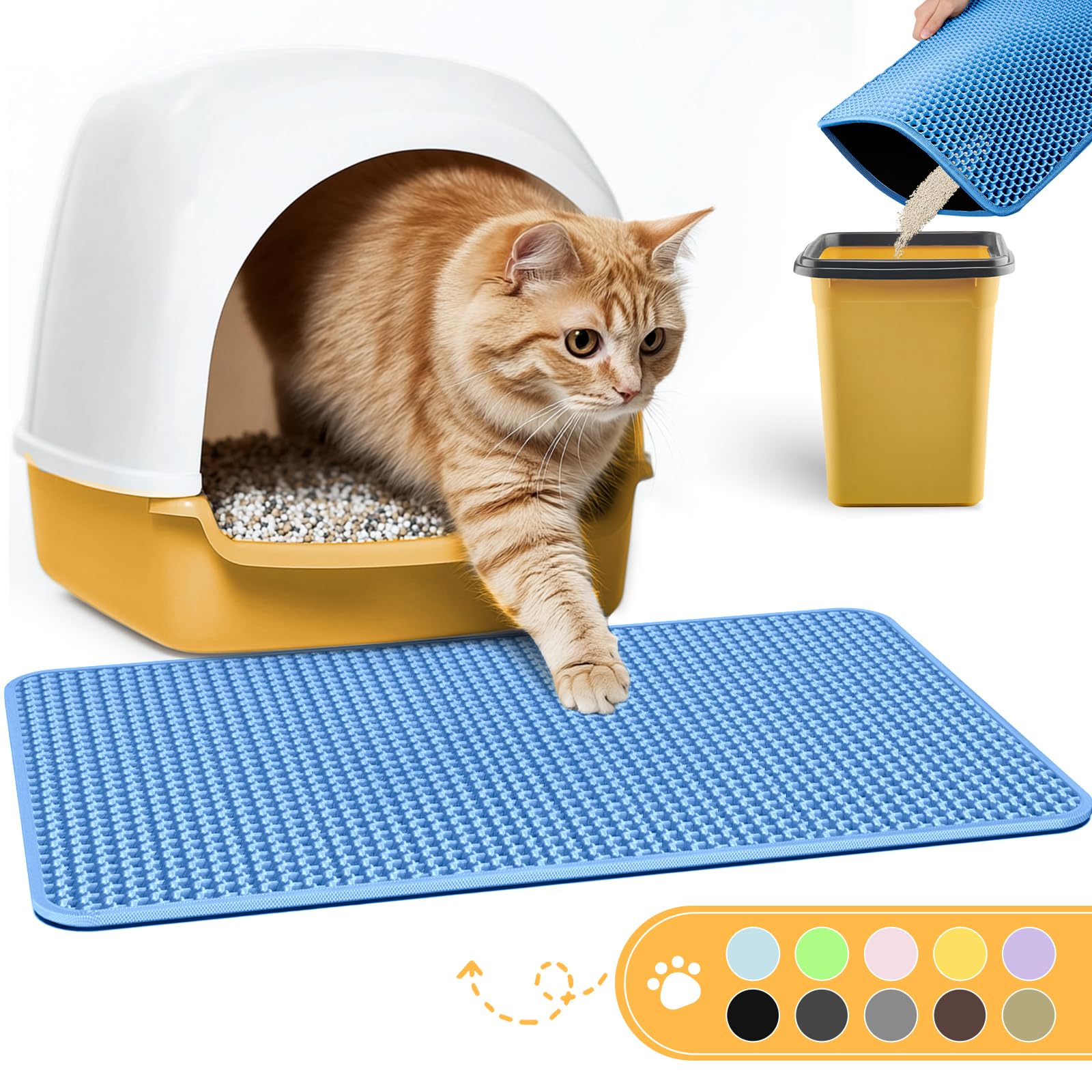 Cat Litter Mat - 23.2   x 29.1   Large Litter Trapping Mat, Easy to Clean Litter Box Mat, Waterproof, Urine-Proof, Non-Slip 