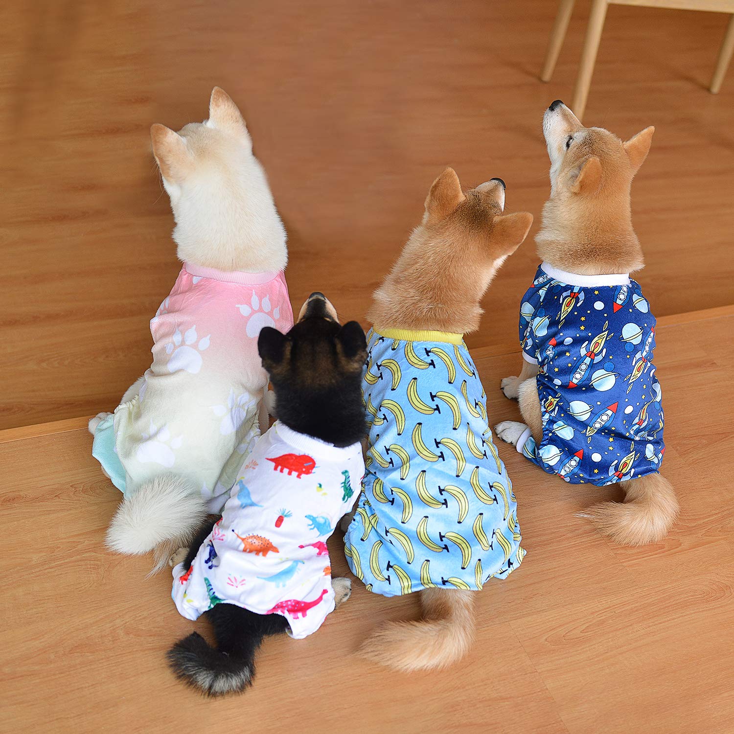 Cutebone Soft Dog Pajamas Gradient Footprint Doggy Shirts For Medium Puppies P09M