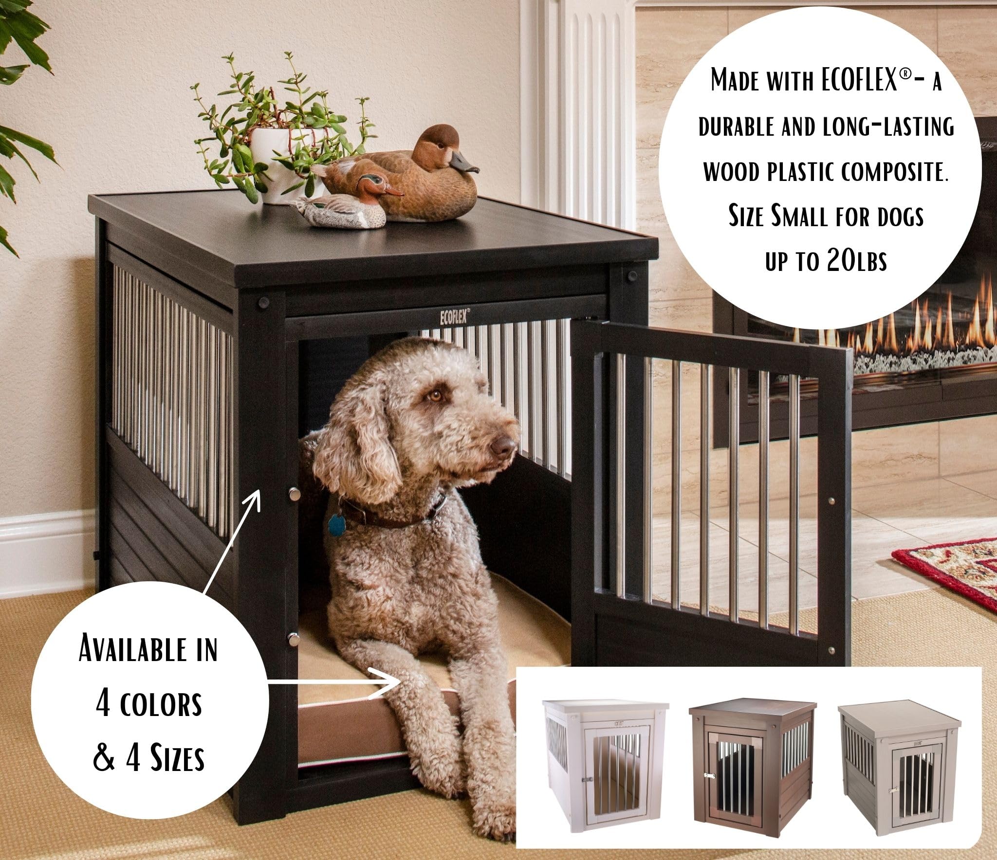 New Age Pet ecoFLEX Pet Crate/End Table, Large, Grey