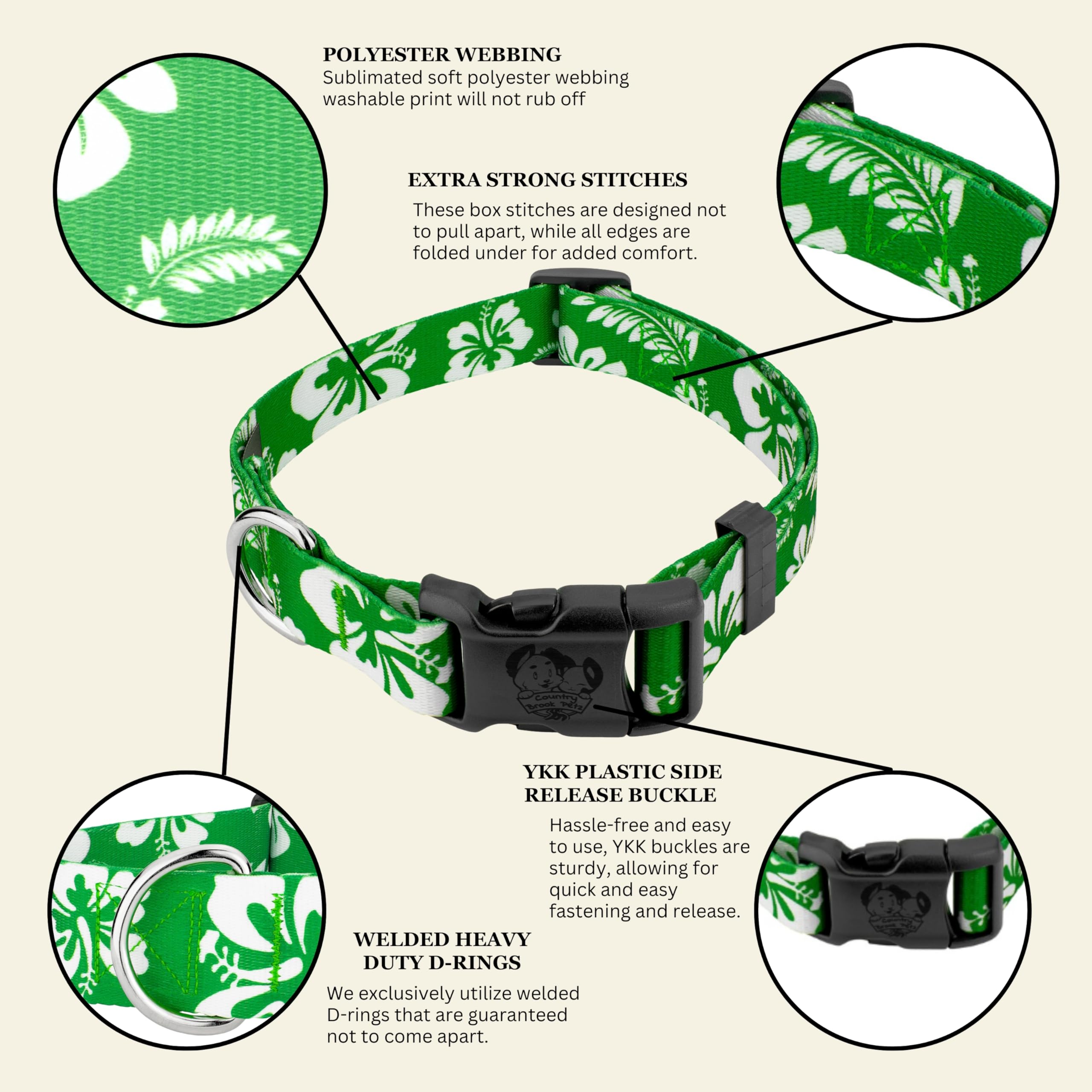 Country Brook Petz - Deluxe Dog Collar - Made of Premium Polyester for Durability, Comfort & Style - Vibrant Summer Breeze Colle