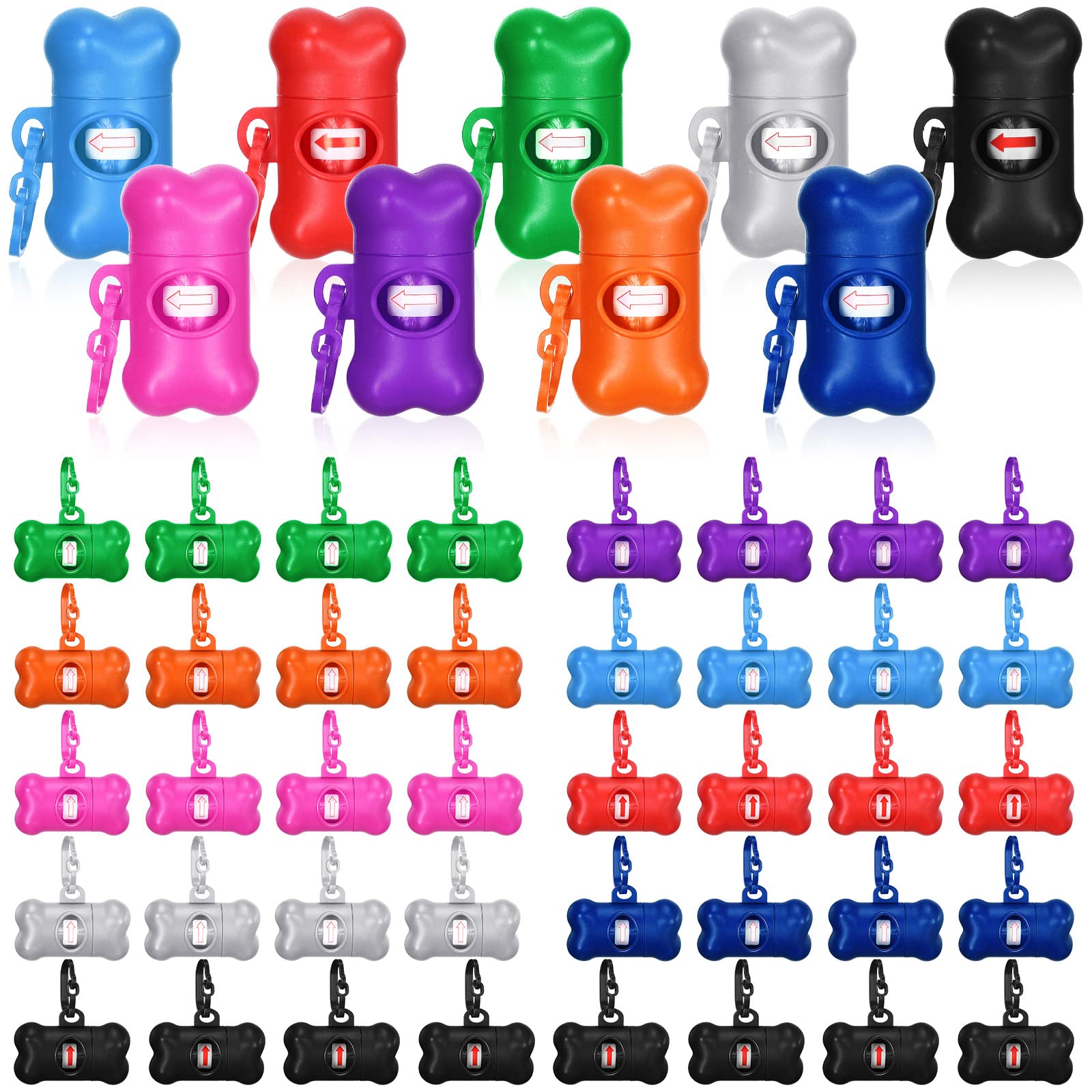 80 Pcs Dog Poop Bag Dispenser with Disposal Dog Waste Bags Bulk Dispensers Puppy Dog Poop Bag Holder with Clips for Doggy, 9 Col