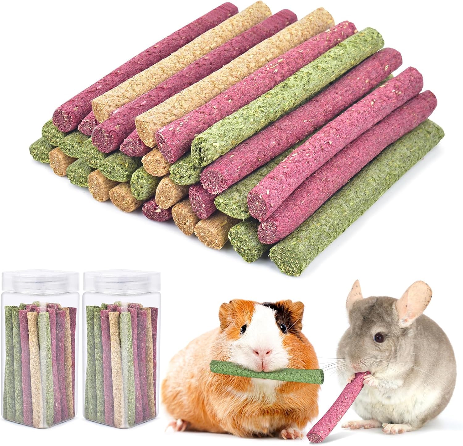 ERKOON Timothy Hay Sticks,Rabbit Chew Toys for Teeth Natural Molar Sticks Rabbits Treats for Bunnies, Chinchilla Guinea Pigs, Ge