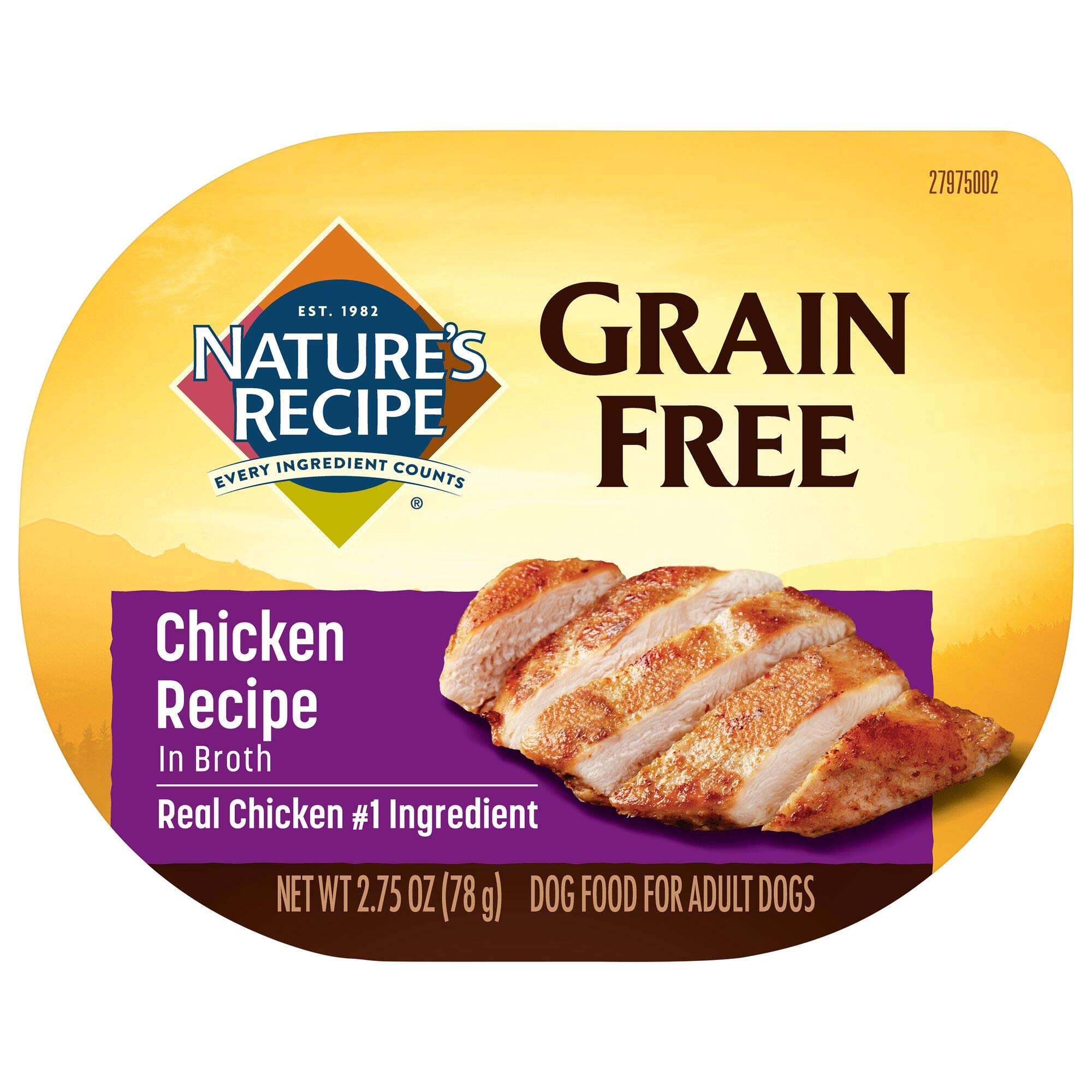 Natures Recipe Grain Free Chicken Recipe in Savory Broth Wet Dog Food, 2.75 oz. Cup, 12 Count