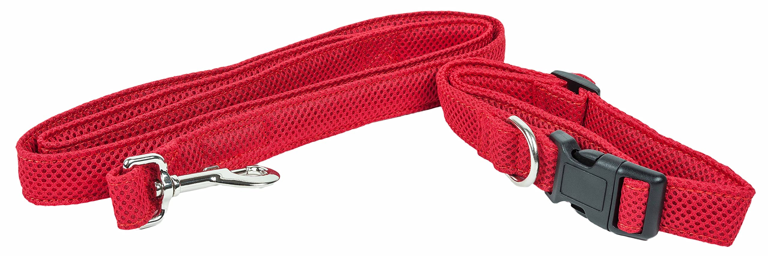 Pet Life ® 'Aero Mesh' 360 Degree Dual Sided Comfortable And Breathable Adjustable Fashion Mesh Dog Collar And Dog Leash For Small Medium And Large Dogs