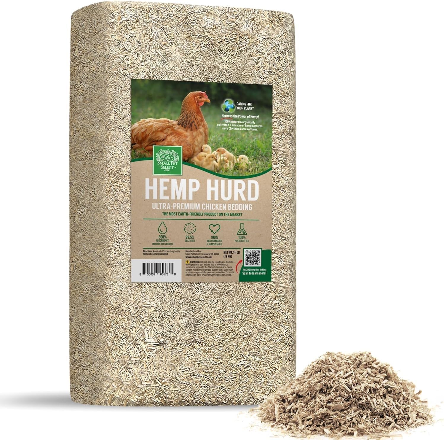 Small Pet Select - Jumbo - Hemp HURD Ultra-Premium Chicken Bedding, Biodegradable Chicken Coop Animal Bedding, Eco Friendly Odor