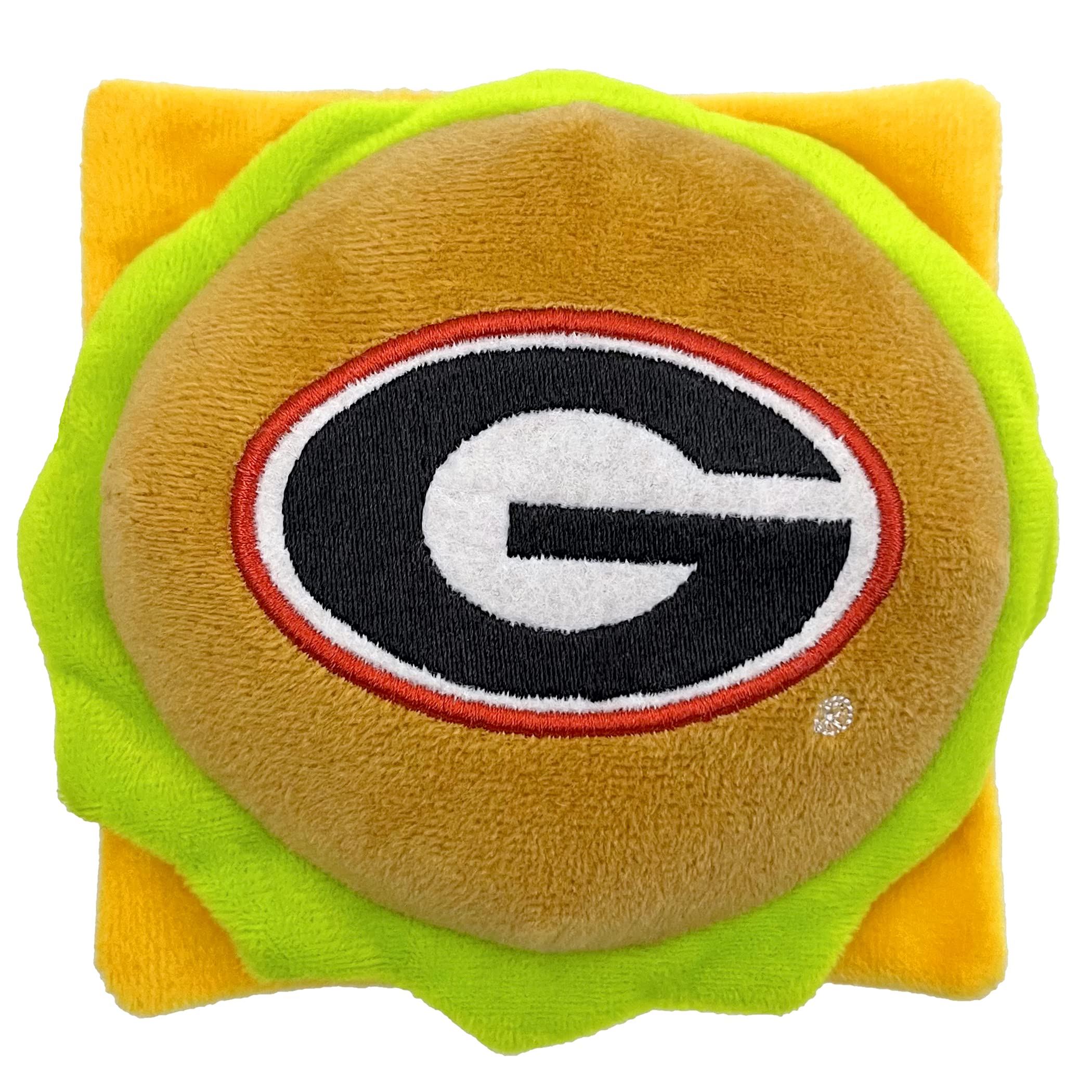 Pets First Ncaa Georgia Bulldogs Cheeseburger Plush Dog & Cat Squeak Toy- Cutest Stadium Hamburger Snack Plush Toy For Dogs & Ca
