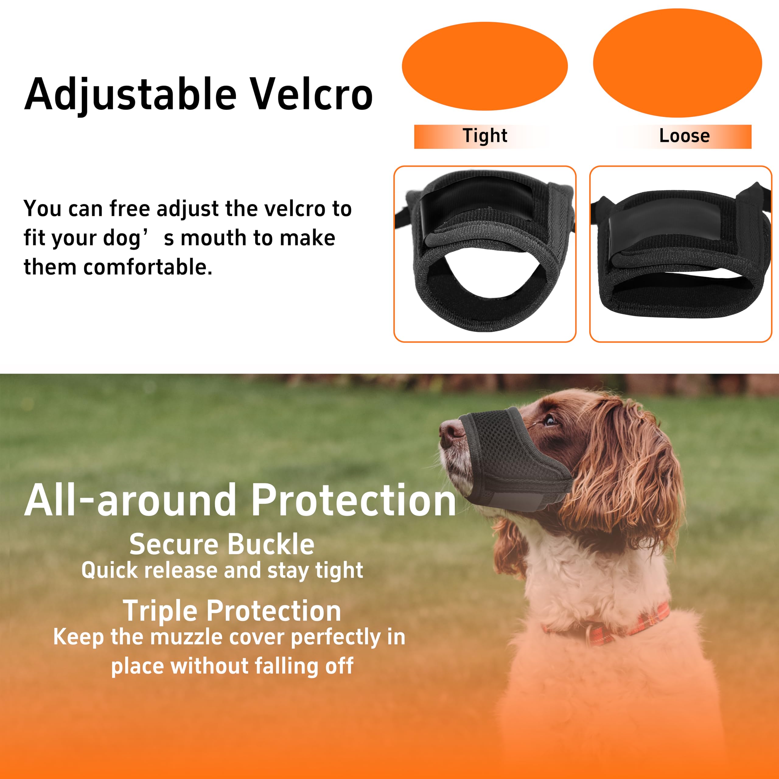 Seyezo Dog Muzzle, Soft Breathable Muzzle For Small Medium Large Dogs, Air Mesh Nylon Muzzle Cover Prevent Biting Barking Chewin