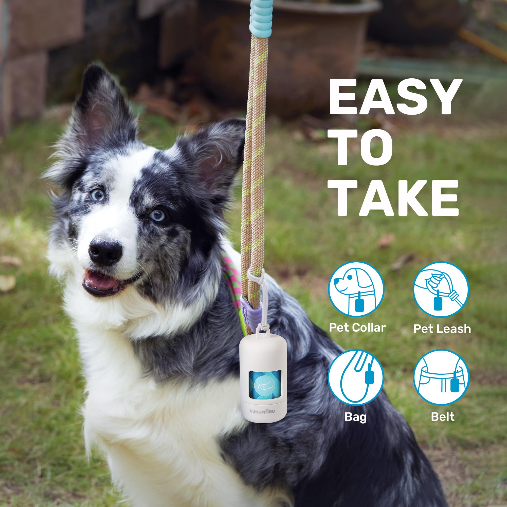Fukumaru Compostable Pet Poop Bag 300 Count - Astm D6400 Certified Pet Waste Bags, Light Ocean Scented & Leakproof With Easy-Twi