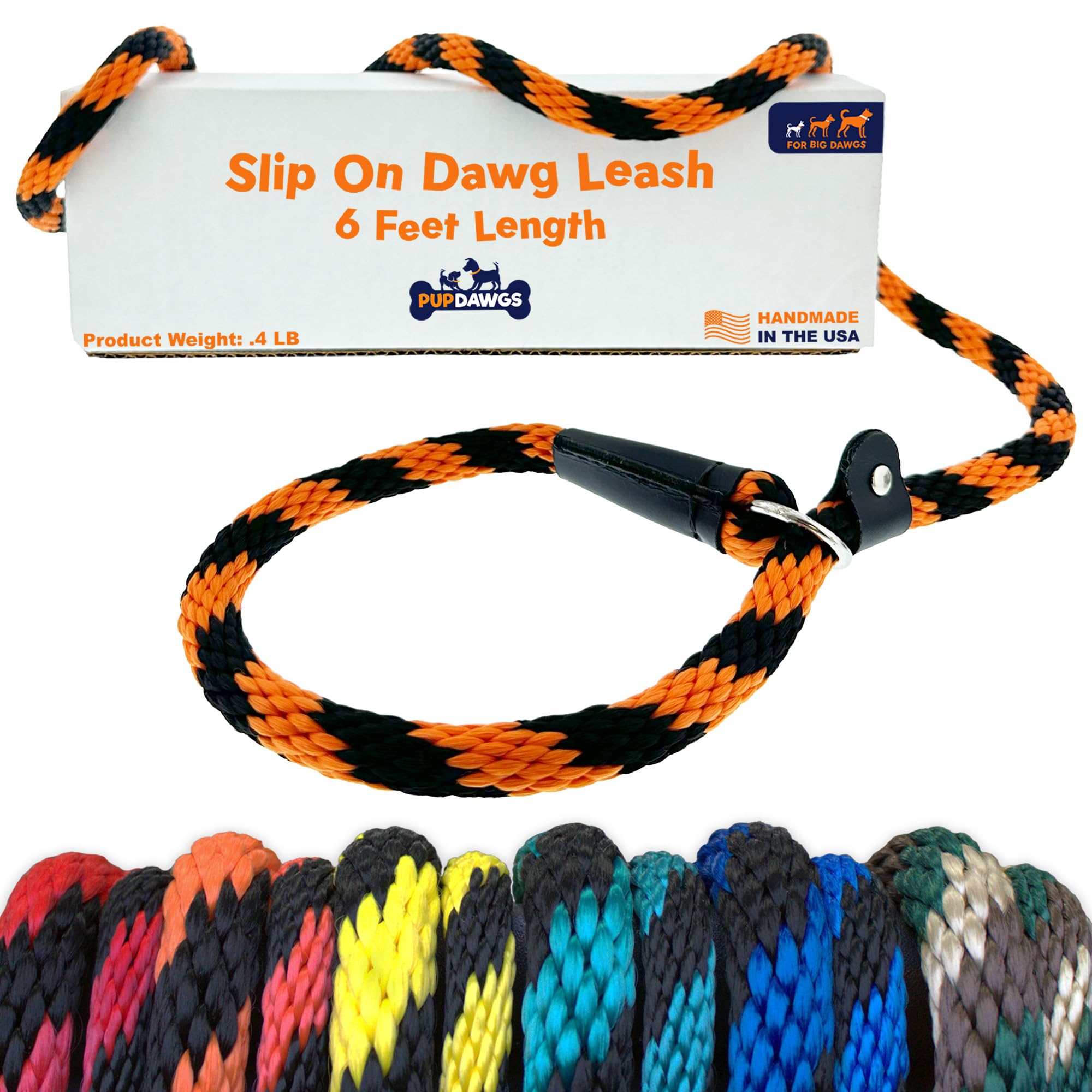 Slip Lead Dog Leash Made In The Usa | All In One No Pull Dog Leash And Collar With Adjustable Loop | 1/2    Thick For Large Dogs