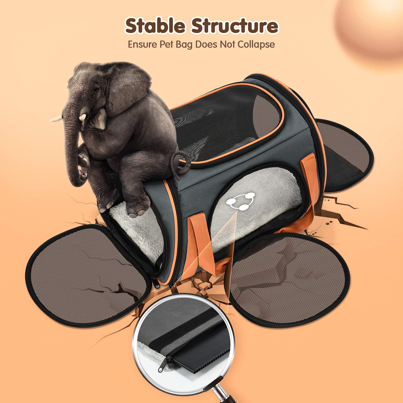 OKMEE Cat Carrier TSA Airline Approved with Ventilation for Small Medium Cats Dogs Puppies, Dog Carrier with Big Space, 5 Mesh W