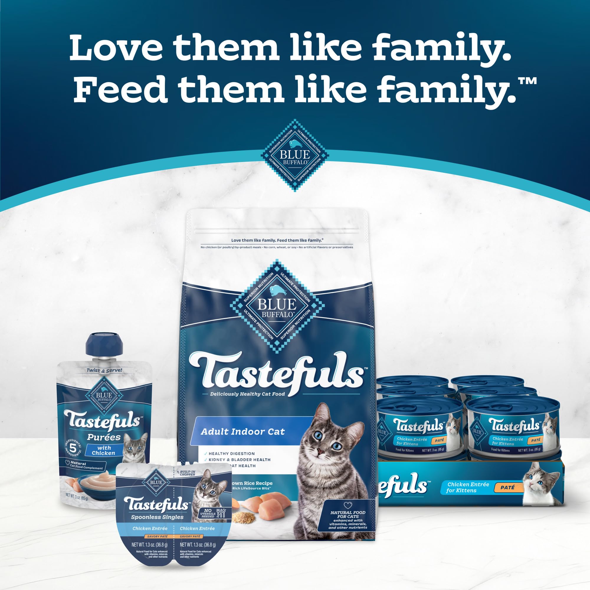 Blue Buffalo Tastefuls Spoonless Singles Variety Pack, Wet Cat Food Pat  , 2.6-oz. Twin-Pack Trays, Chicken & Turkey Entre   (12