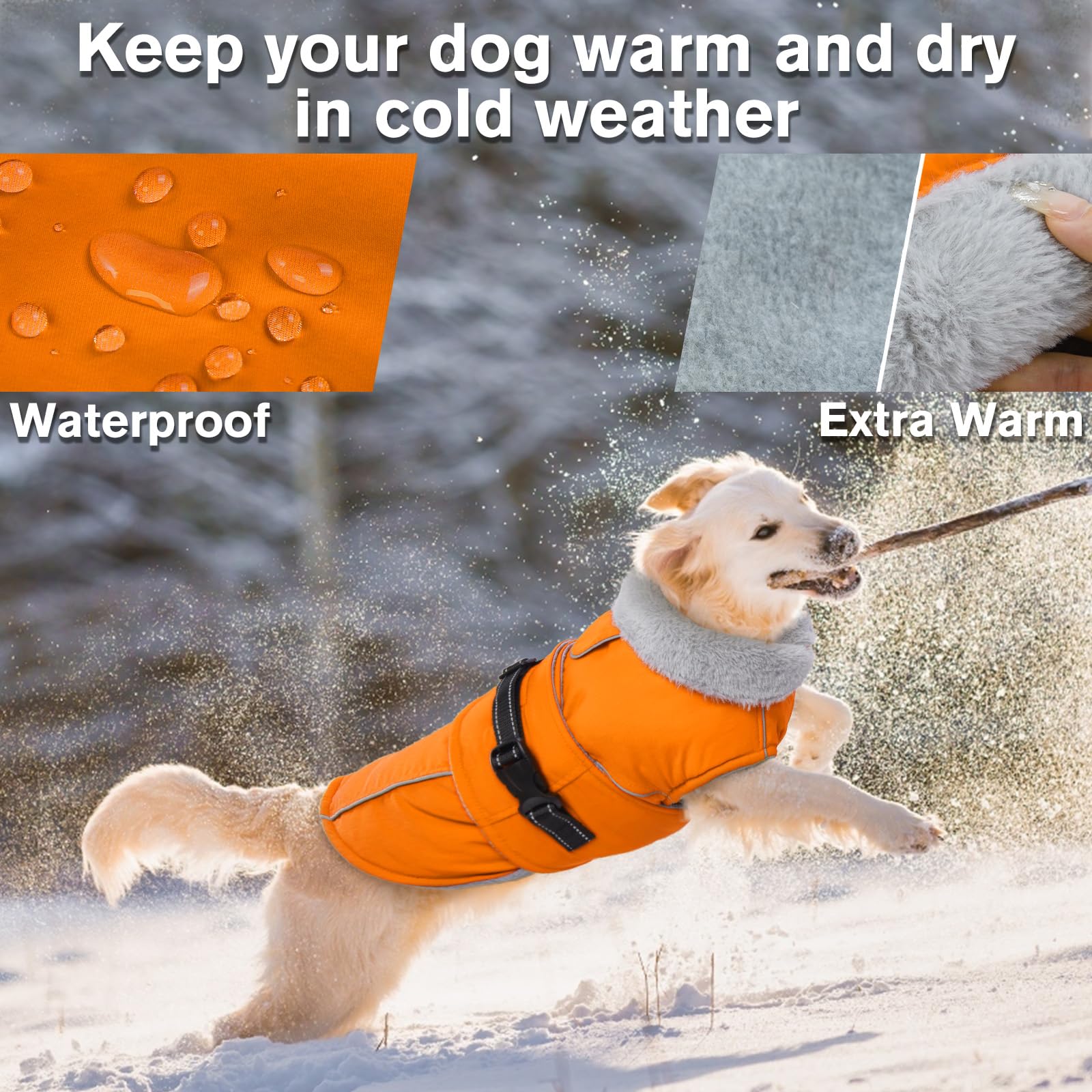 Lelepet Warm Dog Coat Reflective Dog Fleece Vest Waterproof Dog Jacket Windproof Dog Winter Coat Dog Cold Weather Coats With Adjustable Buckle Fleece Lining Dog Snowsuit Dog Coat For Small Dogs, S