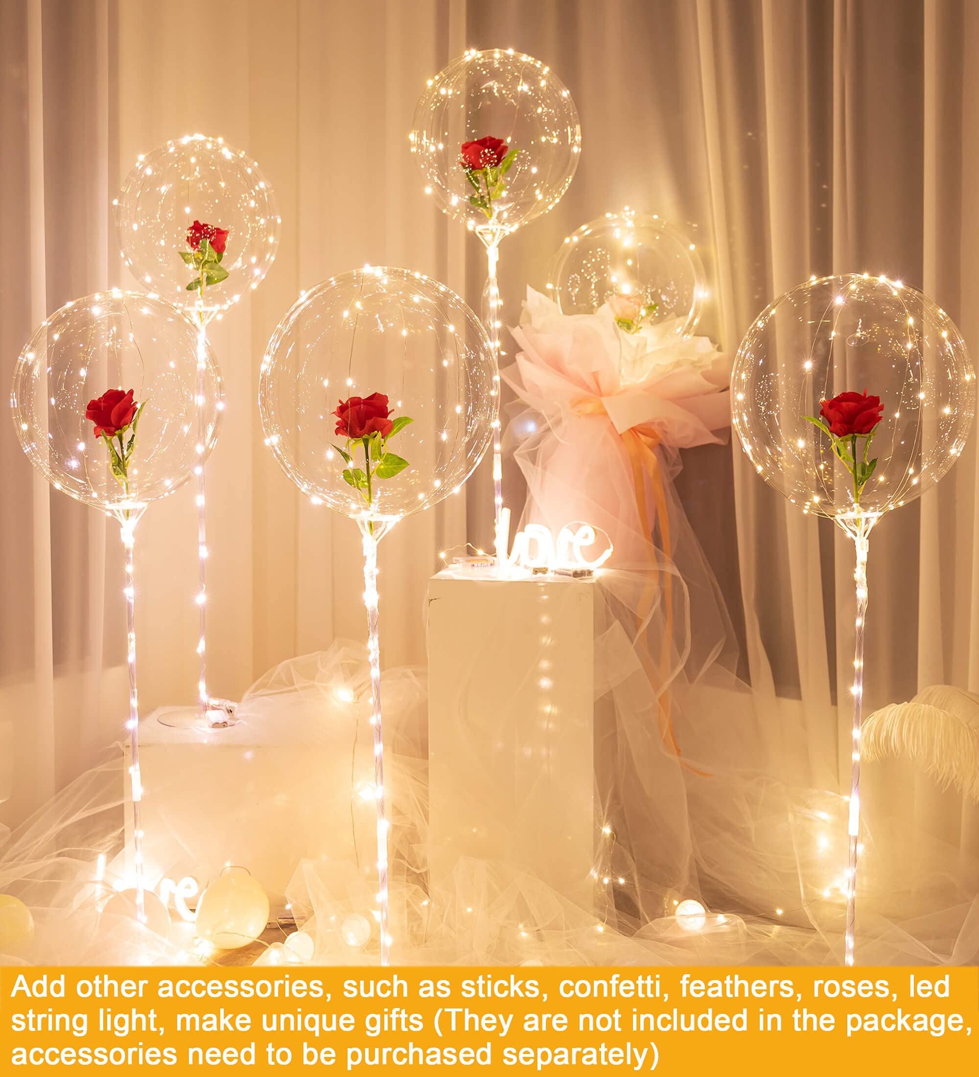 20 Inch Bobo Balloons Bubble Balloons, 40 Pcs clear Bobo Balloon, Large Transparent Bubble Balloon for christmas Wedding Birthda