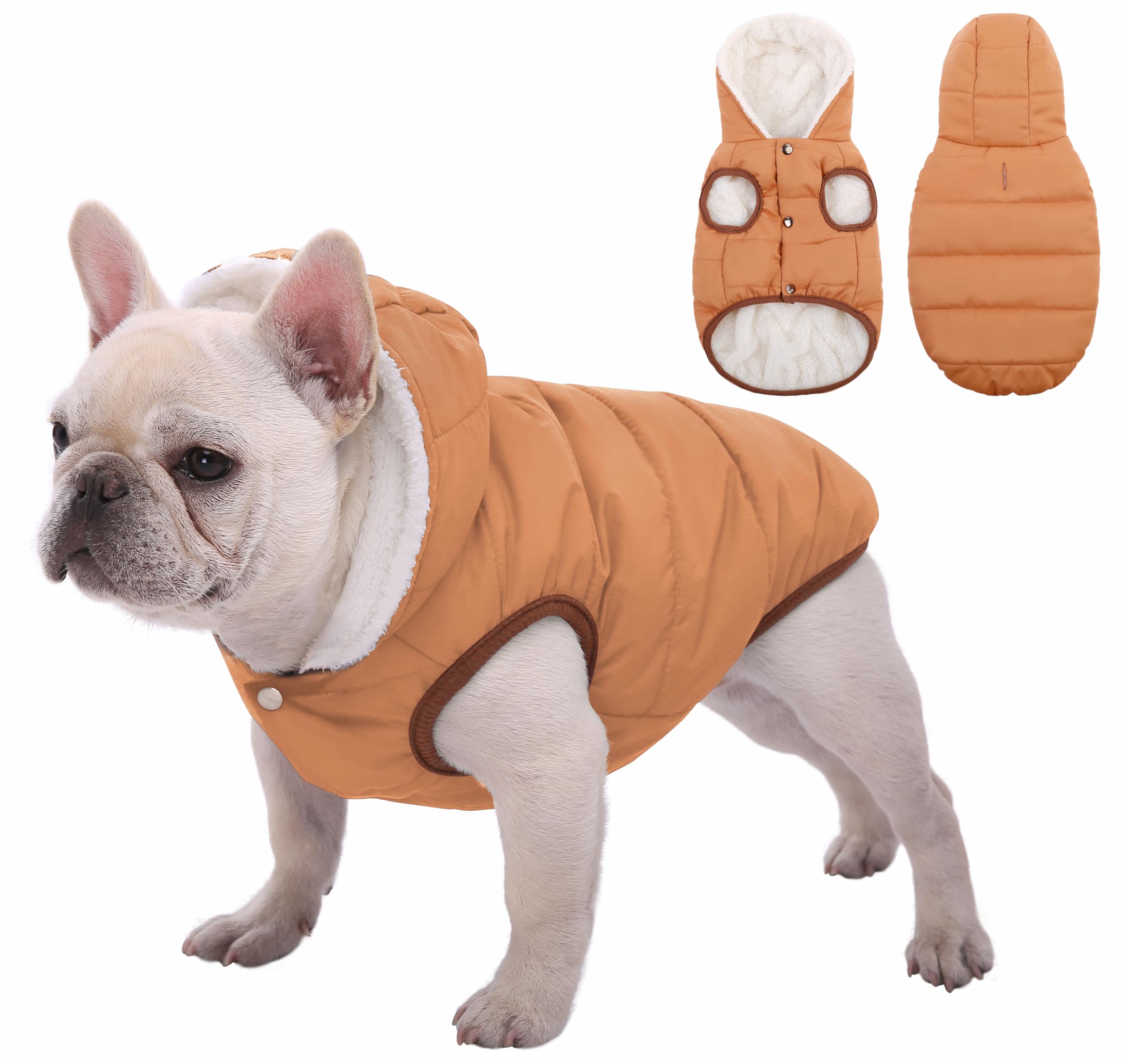 Windproof Waterproof Dog Coat Fleece & Cotton Lined Warm Jacket, Cold Weather Pet Apparel Clothes Vest For Small To Large Dogs (
