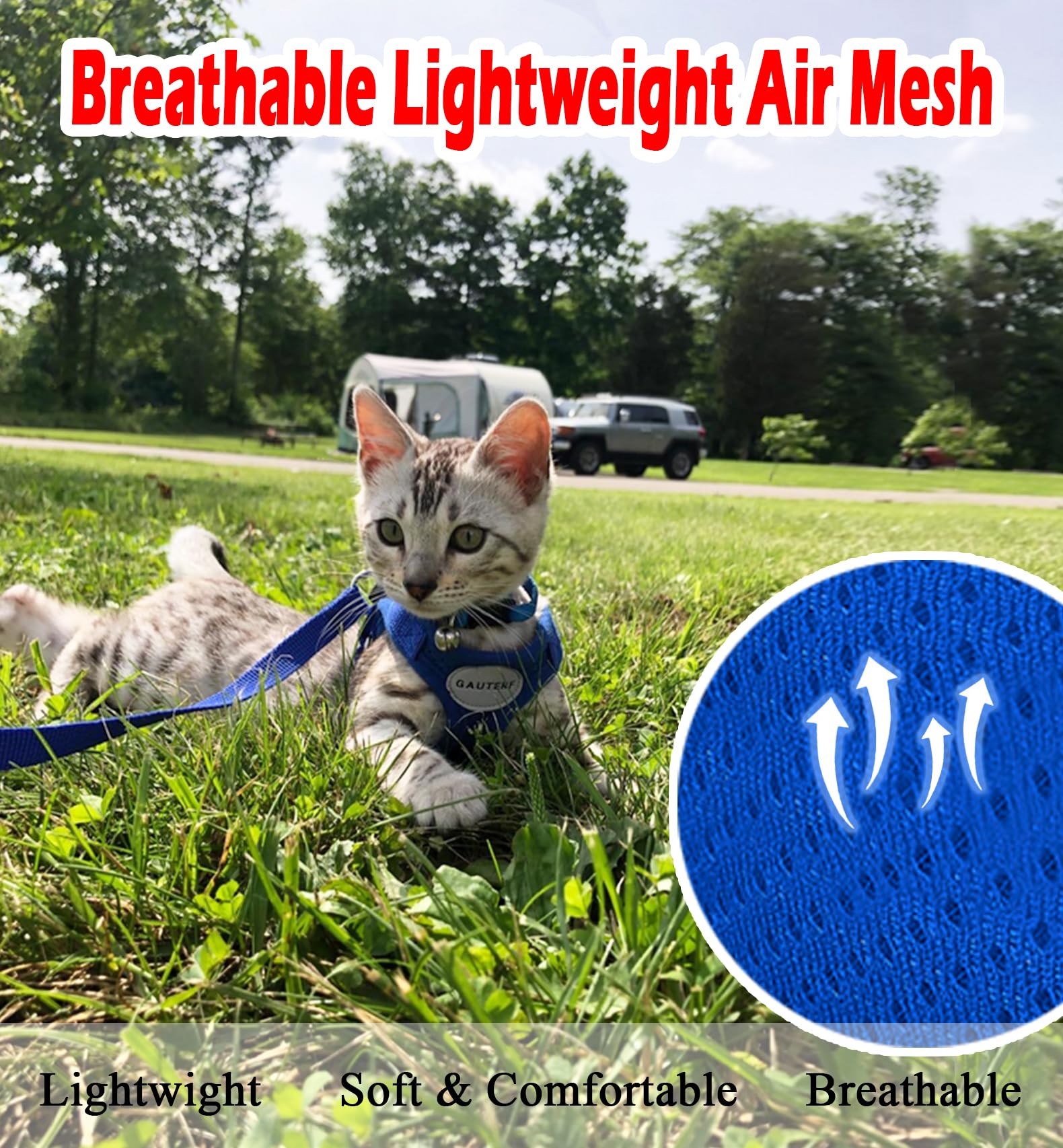 Cat Harnesses And Puppy Harness With Leashes Set, Escape Proof Cat Harness, Adjustable Reflective Soft Mesh Vest Fit Puppy Kitte