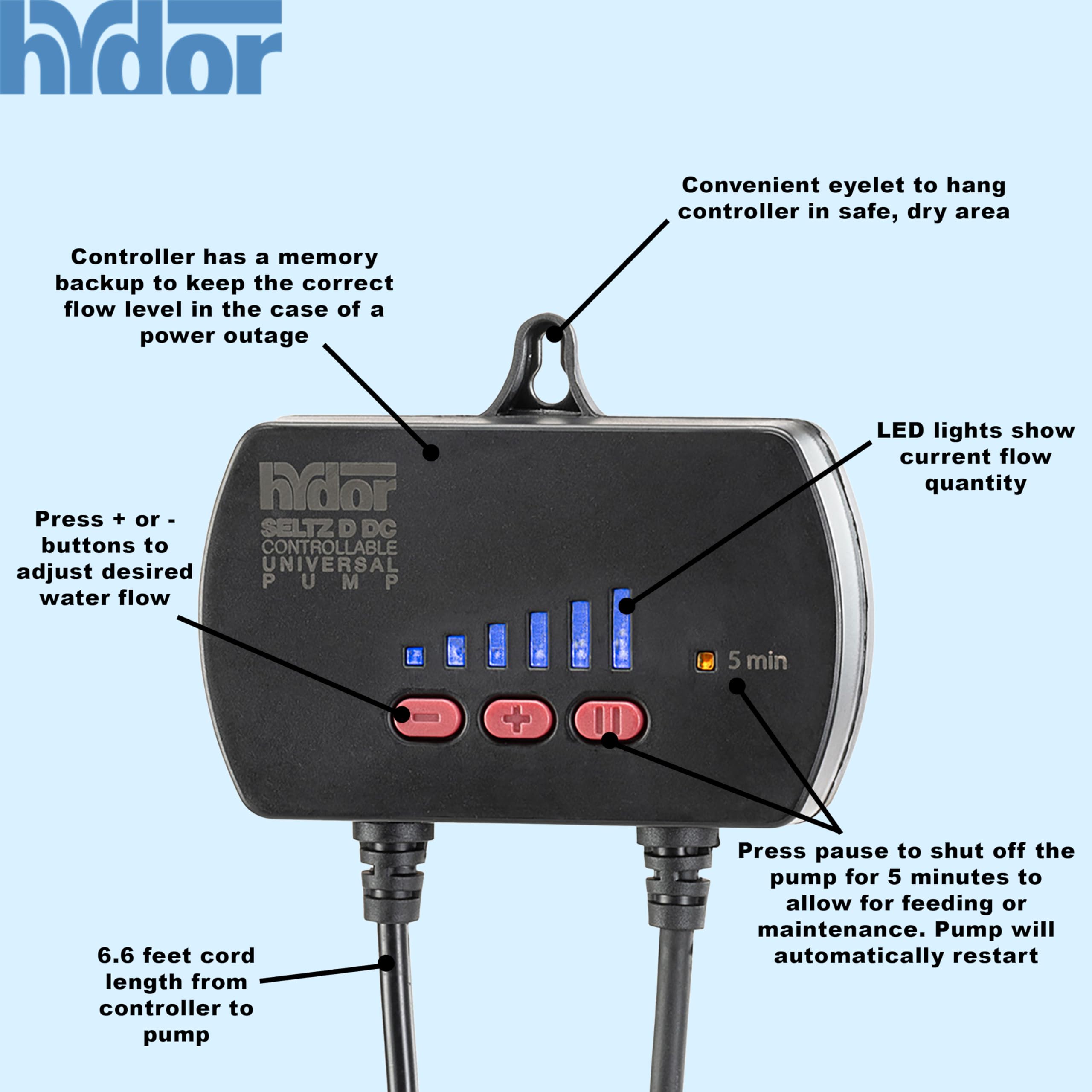 Hydor Seltz D Dc Controllable Universal Pump 500 Gph, 750 Gph And 1000 Gph For Aquariums, Reefs, Ponds, Turtles, Terrariums And Fountains, Black, 1000 Gal (P21131.01)
