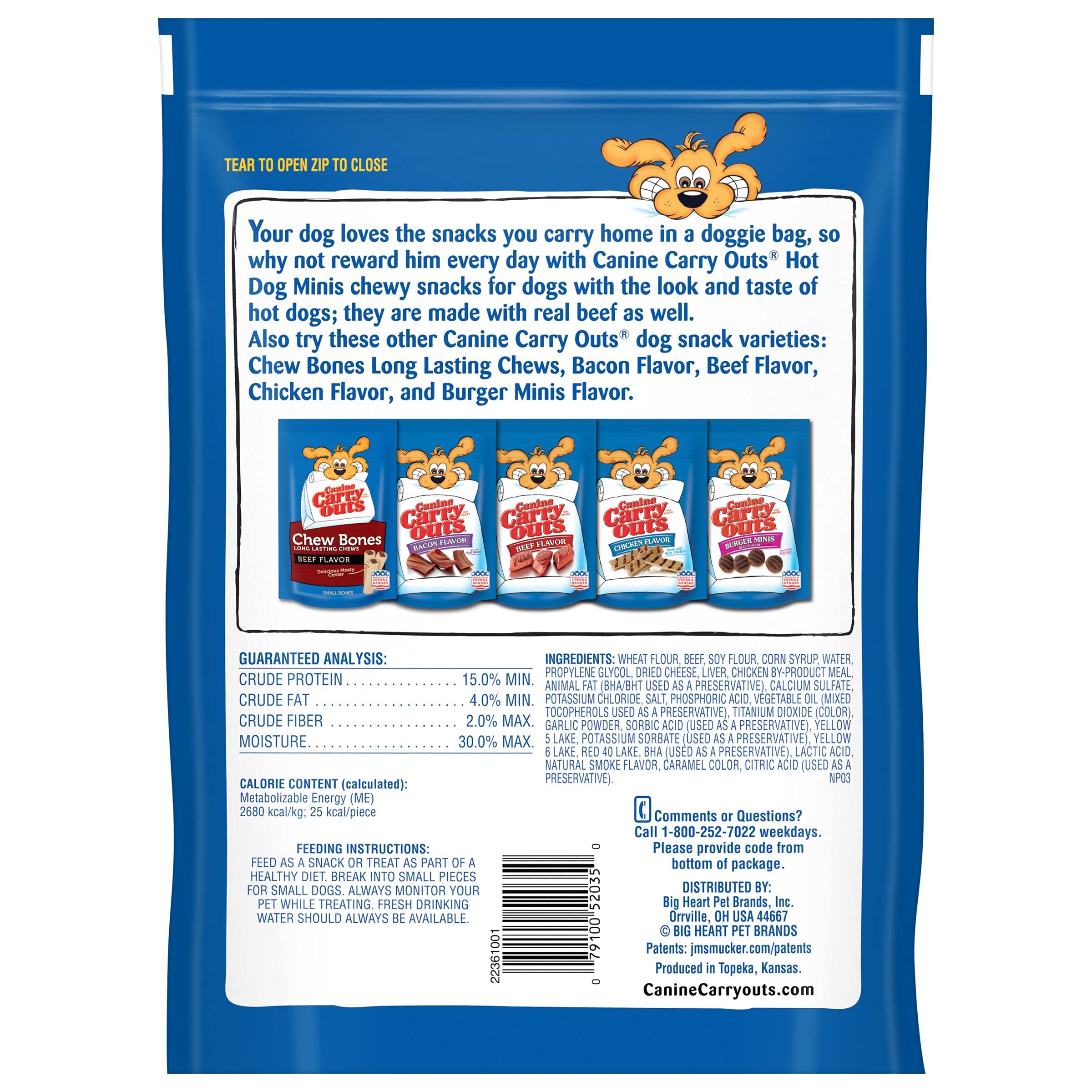 Canine Carry Outs Dog Treats, Hot Dog Minis, 22.5 Ounce (Pack of 4), Made with Real Beef