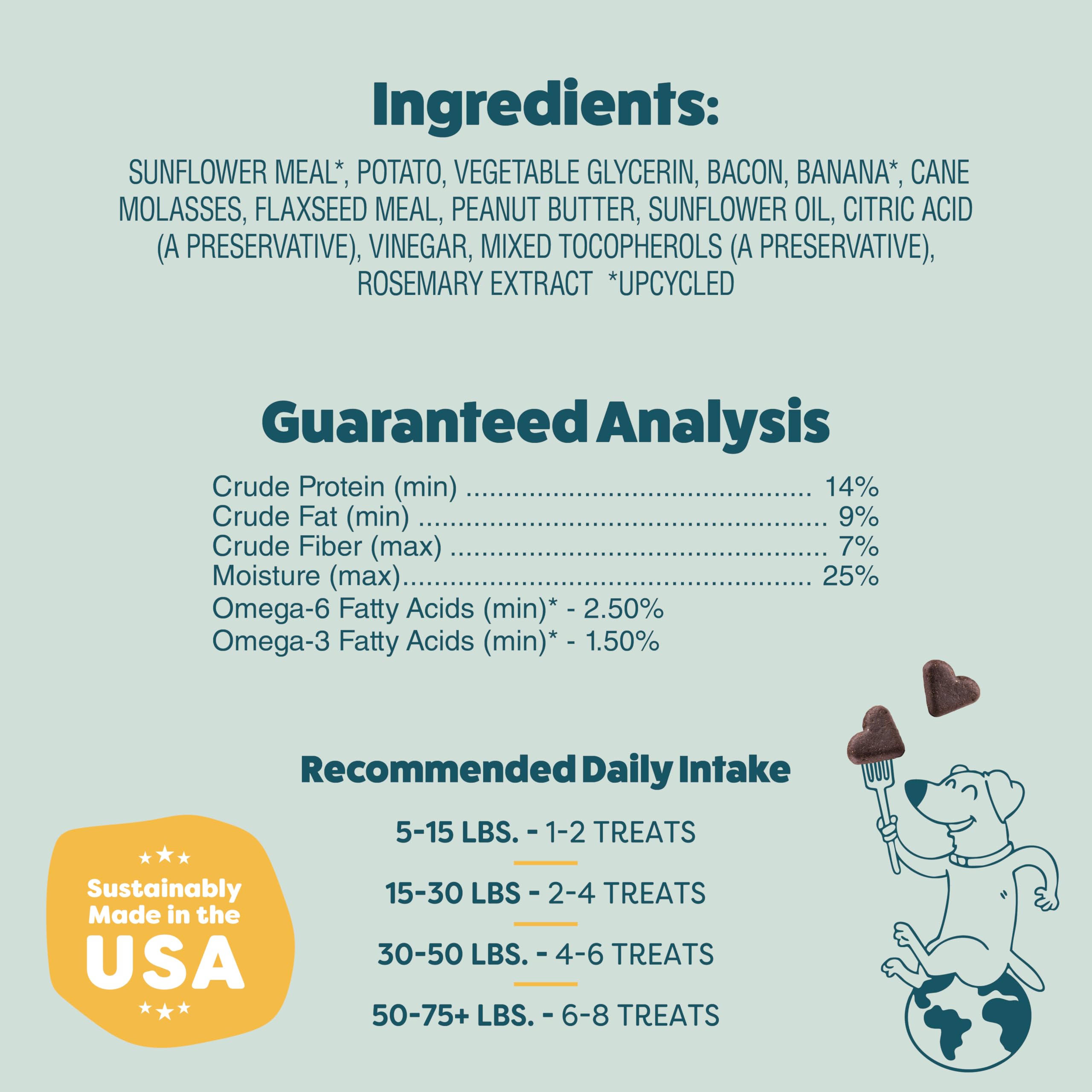 Shameless Pets Soft-Baked Dog Treats, 6oz Bananas for Bacon, Grain-Free Chews for Skin & Coat Support, Made in USA, Yellow