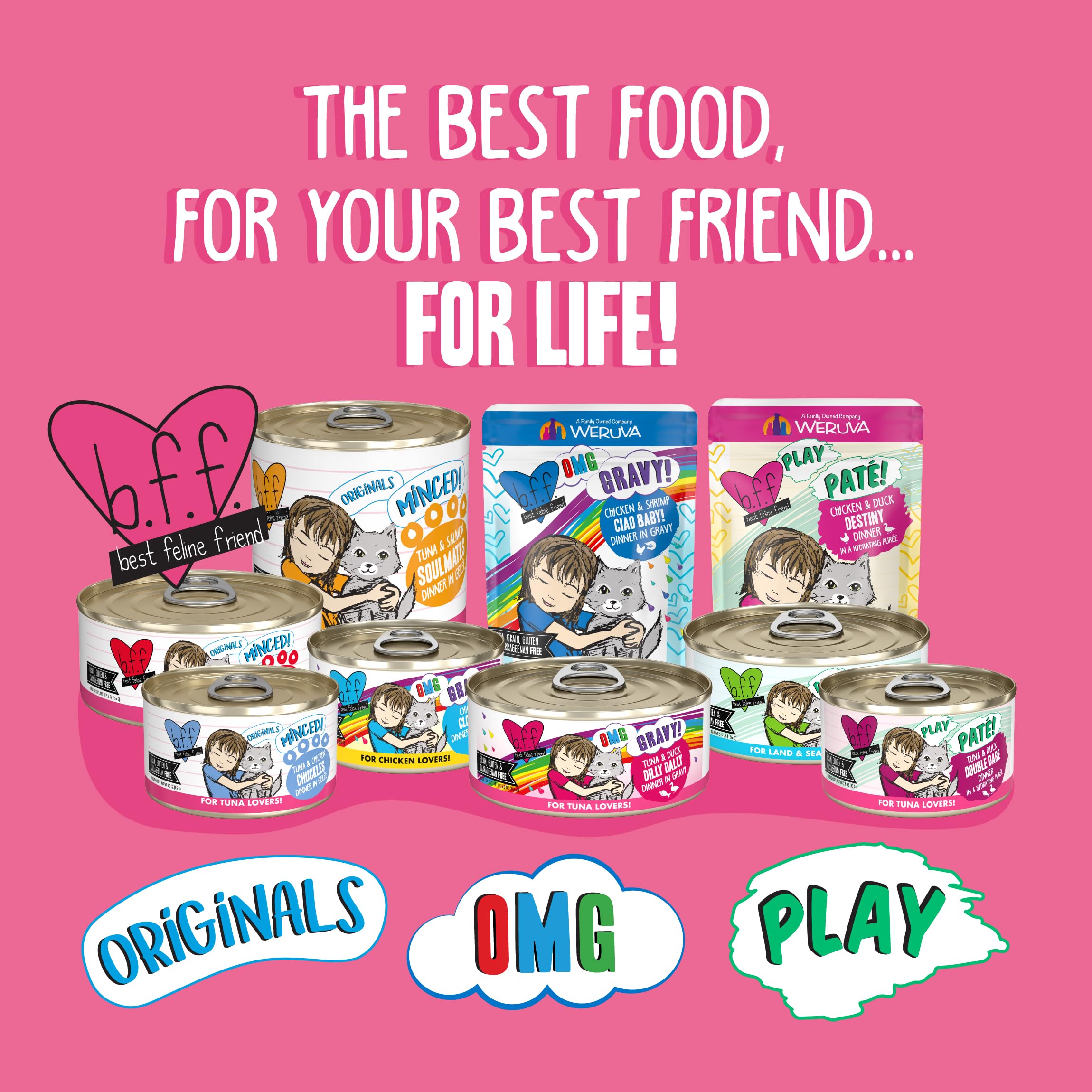 Weruva B.F.F. OMG - Best Feline Friend Oh My Gravy! Tuna & Chicken Charm Me with Tuna & Chicken in Gravy Cat Food, 3oz Pouch (Pa