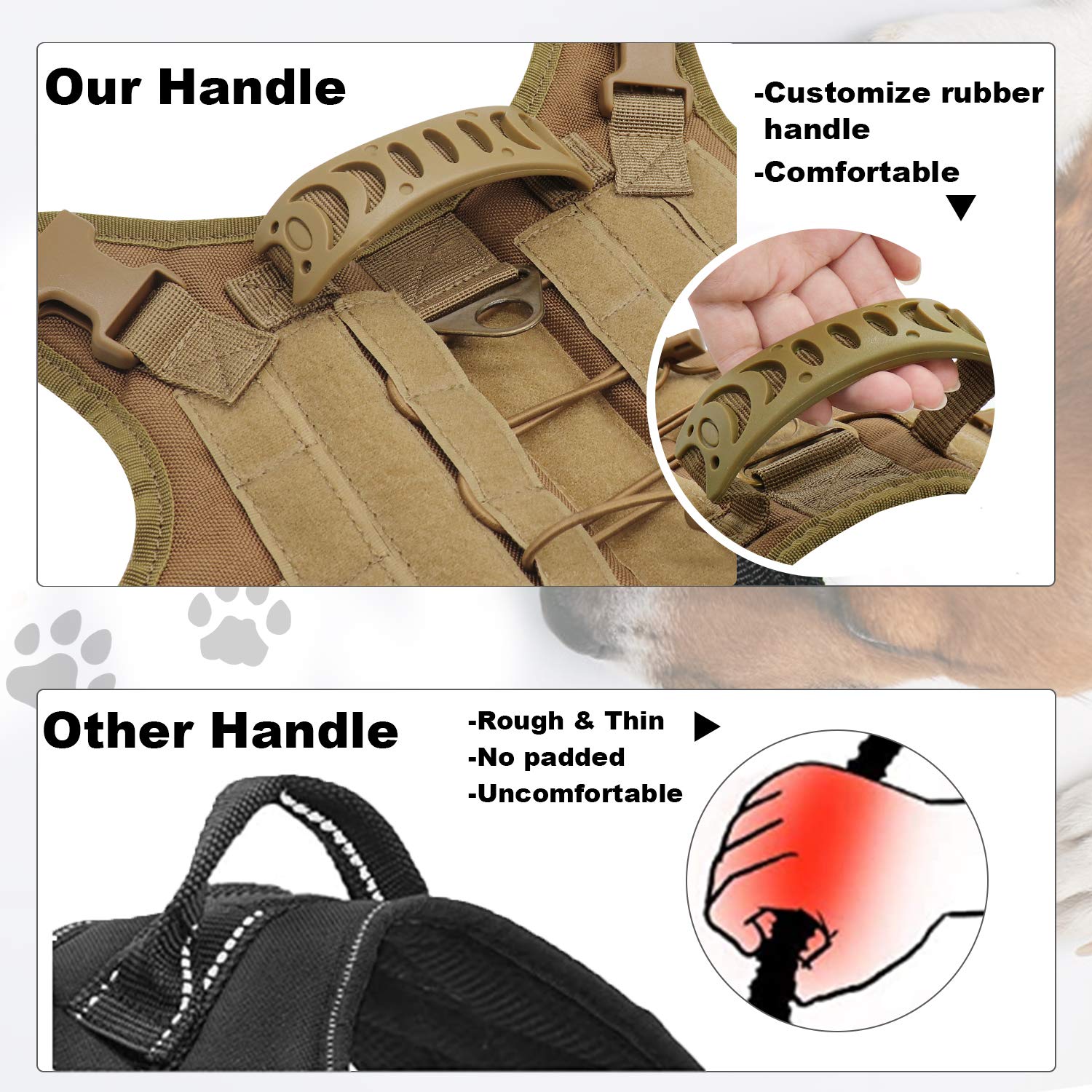 Tactical Dog Training Harness Outdoor Working Vest Adjustable Military MOLLE Dog Vest Harness with Rubber Handle Small (Pack of