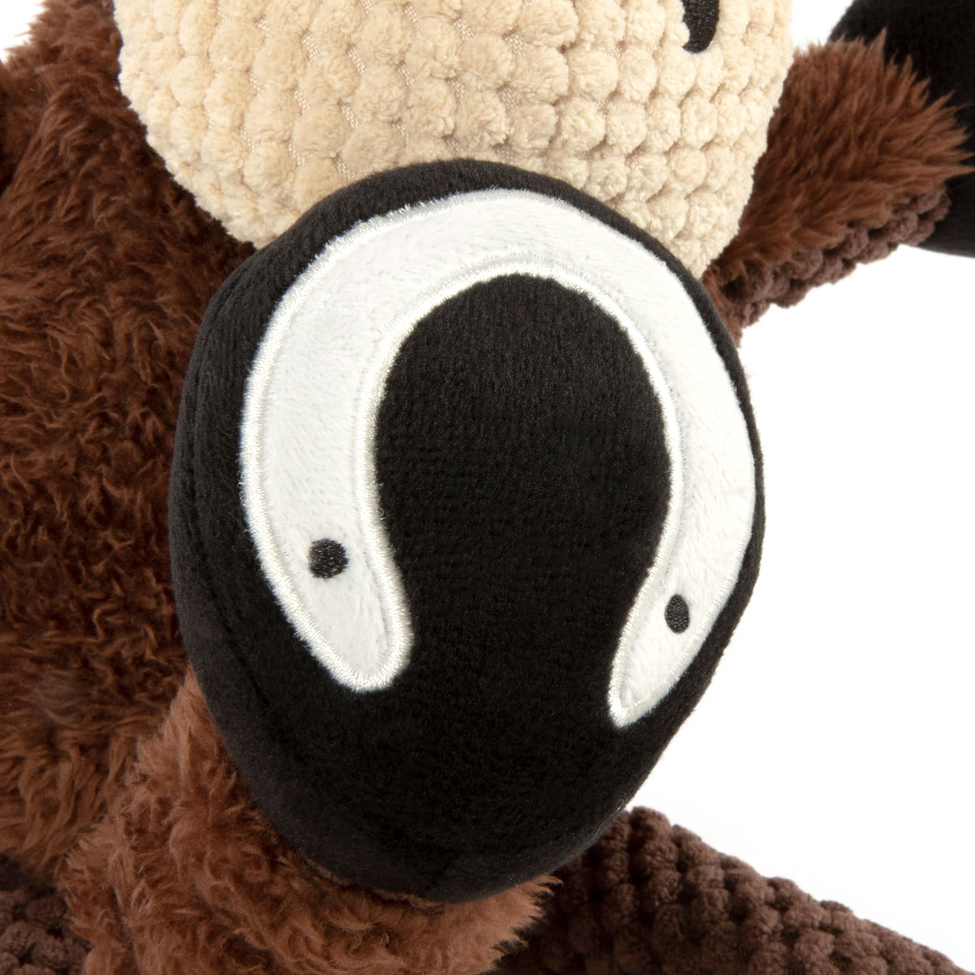 Godog Checkers Skinny Horse Squeaky Plush Dog Toy, Chew Guard Technology - Brown, Small
