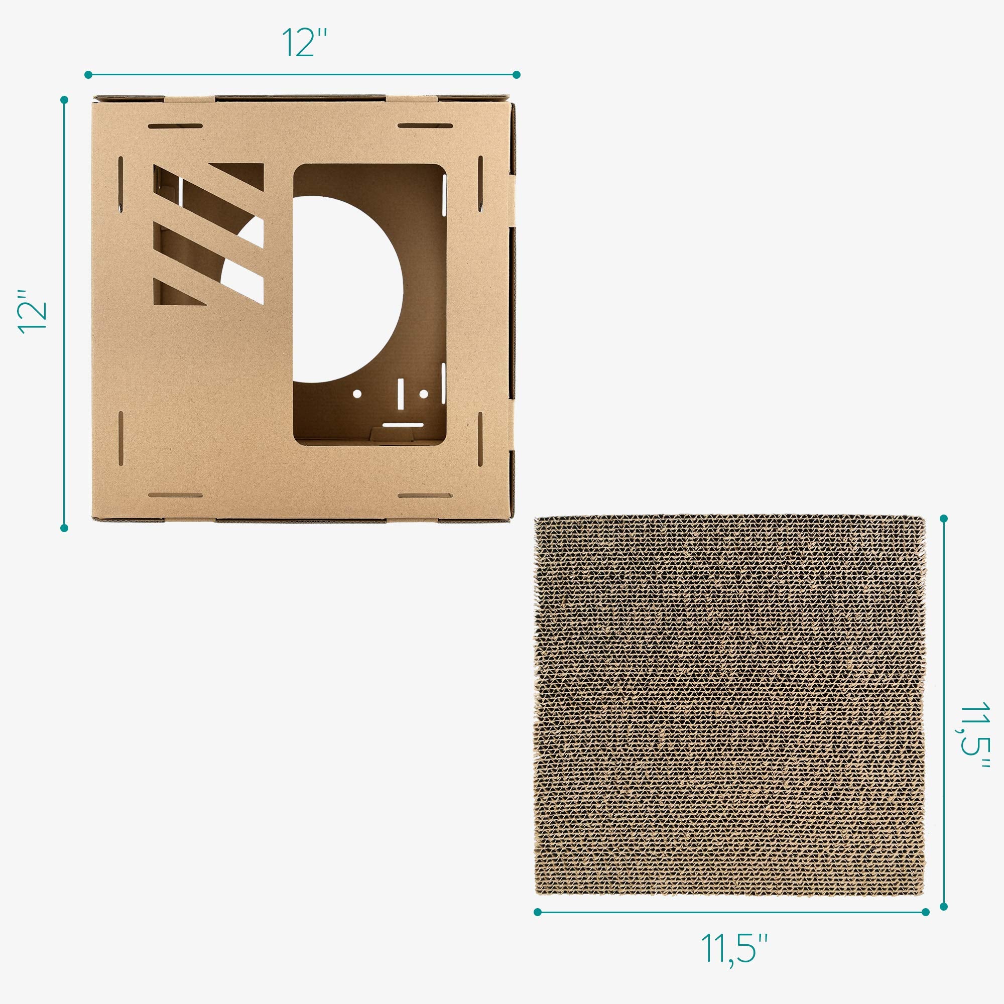 Navaris Modular Cardboard Cat House - Diy Corrugated Cardboard Configurable Play Tower Condo For Small Cats, Kittens, Rabbits - 3 Cubes
