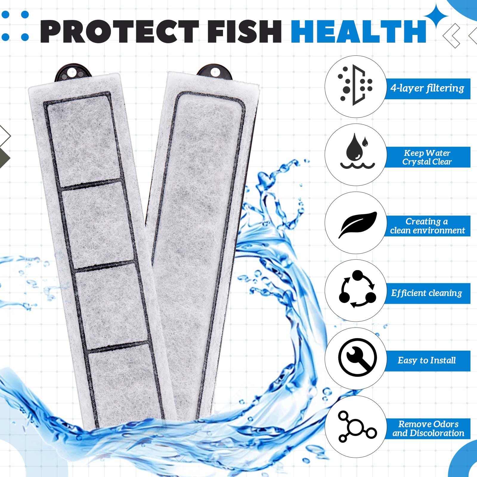 Kittmip 16 Pcs Filter Cartridges Replacement Refill Compatible With Rf-S For Desktop Aquariums