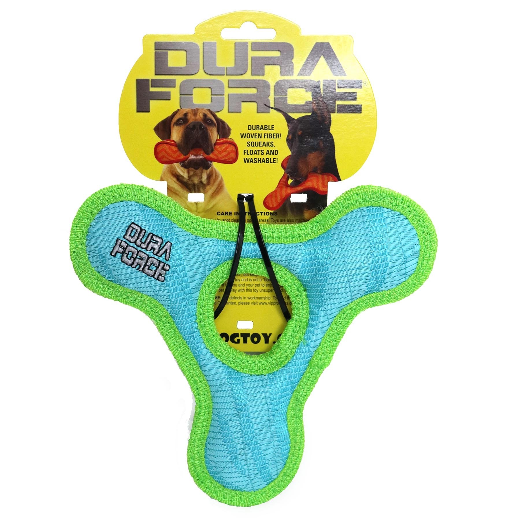 Duraforce - Durable Woven Fiber -Triangle Ring -Squeakers - Multiple Layers. Made Durable, Strong & Tough. Interactive Play Dog