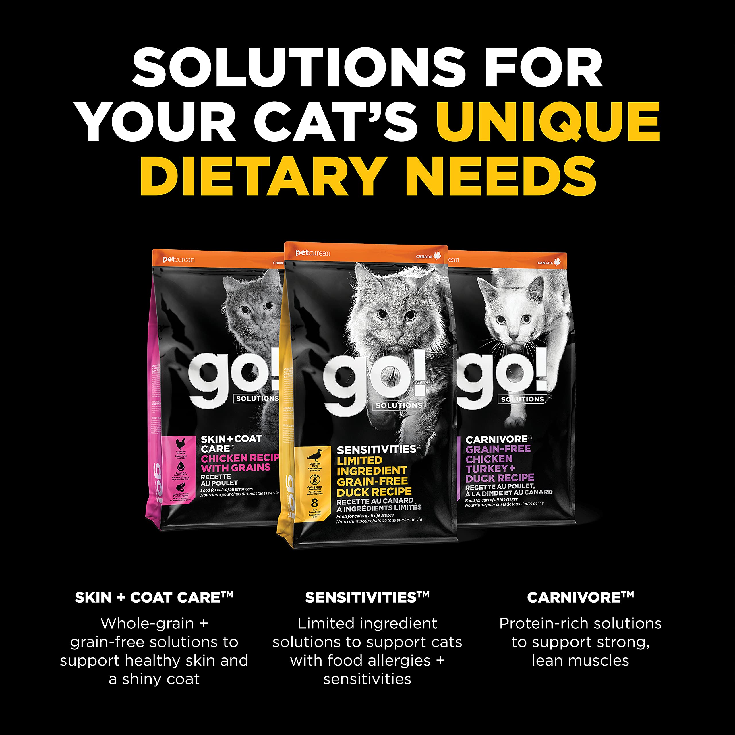 Go! Solutions Sensitivities Limited Ingredient Duck Cat Food, Grain-Free Kibble for Sensitive Stomachs, 8 lb Bag, Brown