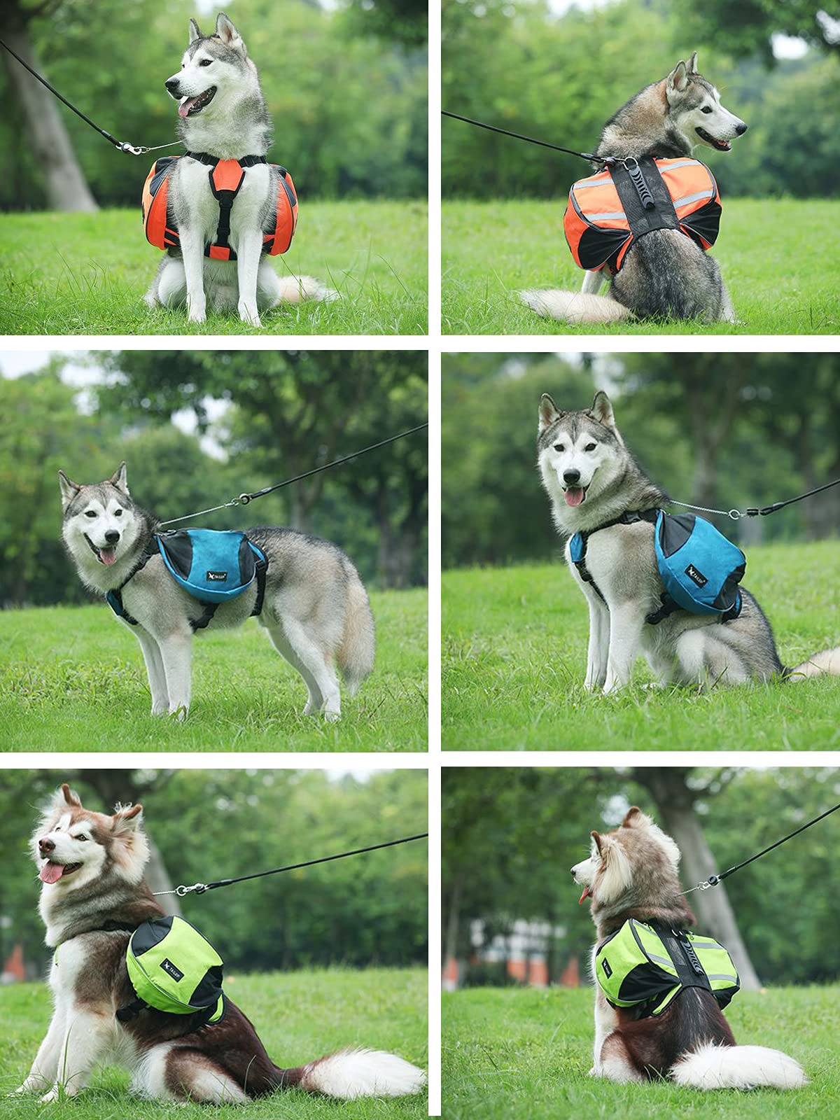 Lifeunion Polyester Dog Saddlebags Pack Hound Travel Camping Hiking Backpack Saddle Bag For Small Medium Large Dogs (Red,L)