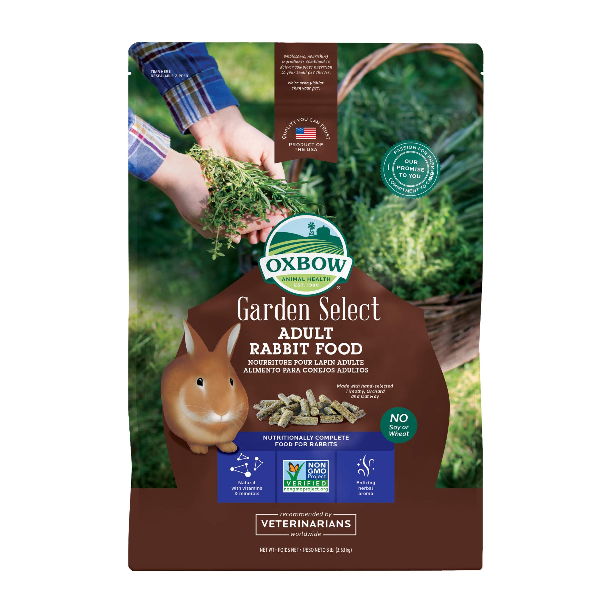 Oxbow Animal Health Garden Select Adult Rabbit Food, Garden-Inspired Recipe for Adult Rabbits, No Soy or Wheat, Non-GMO, Made in