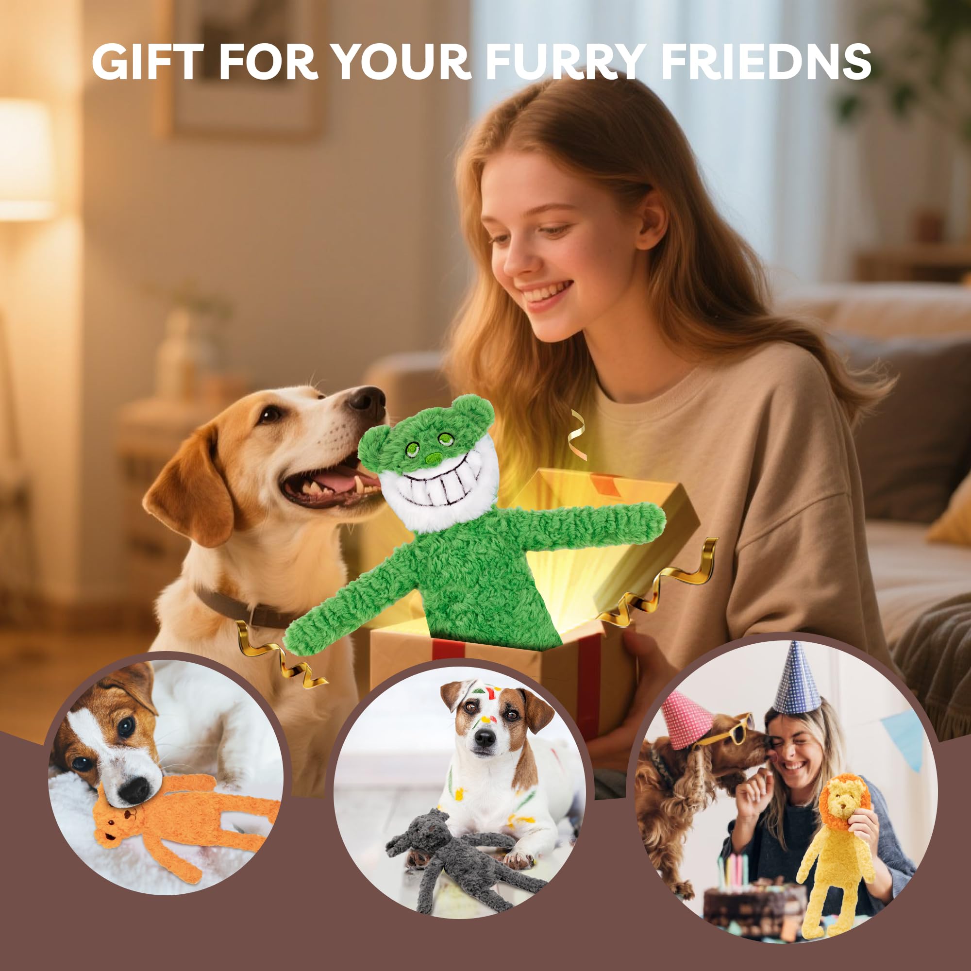 SHARLOVY No Stuffing Dog Toys 5 Pack, Crinkle Interactive Dogs Toy for Boredom, Puppy Toys for Teething to Keep Them Busy, Cute