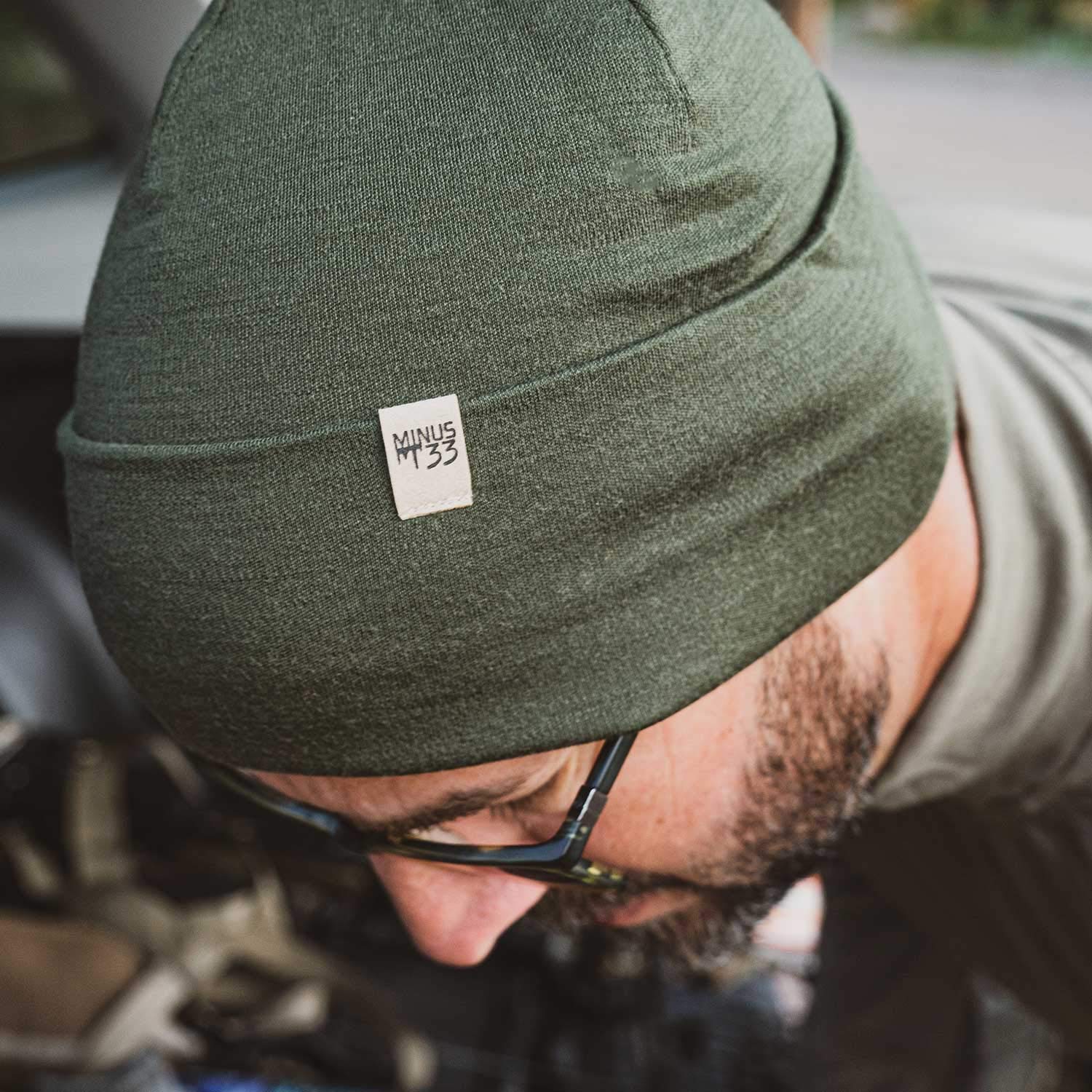 Ridge Cuff Beanie - 100 Merino Wool - Warm Winter Hat - Olive Drab