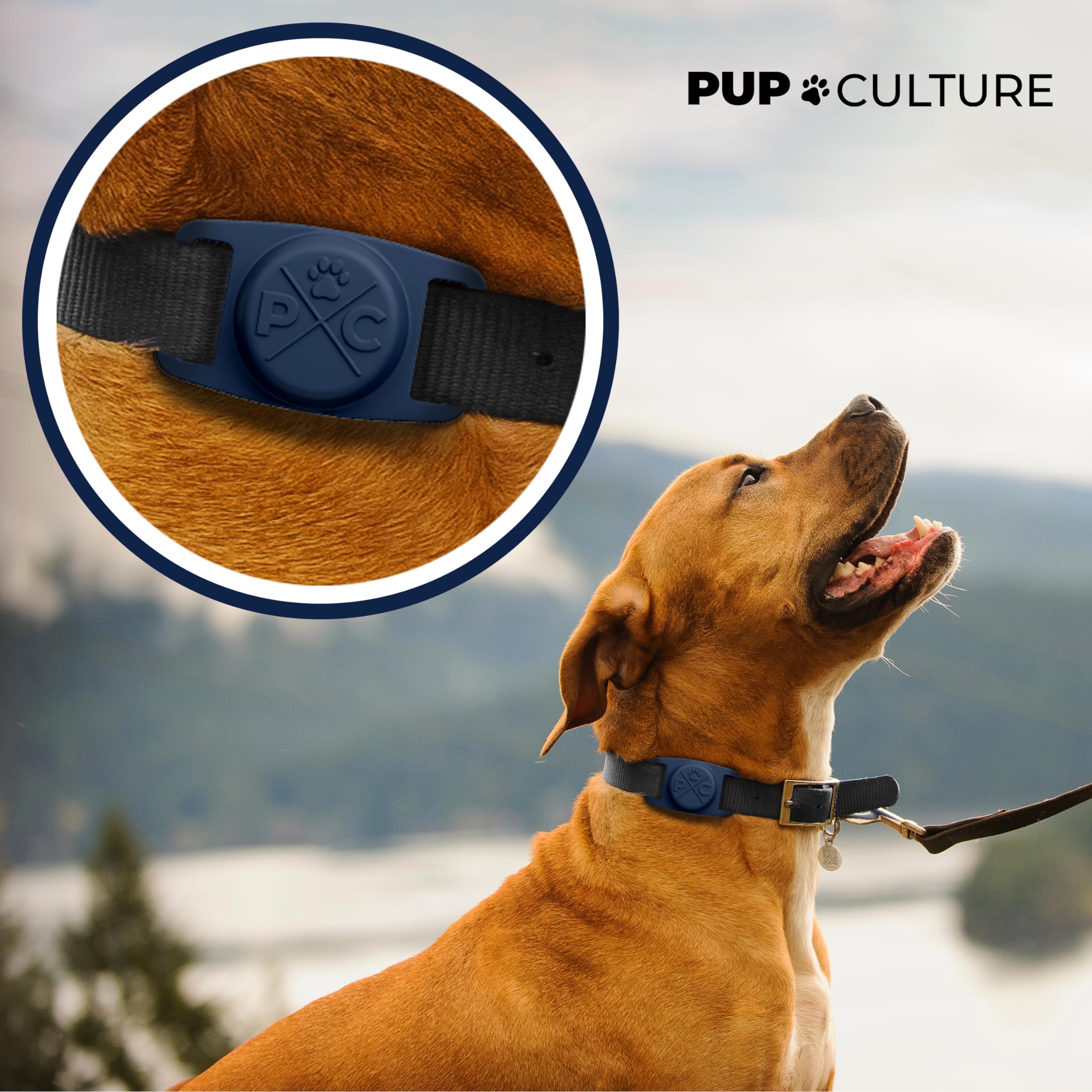 Pup Culture Airtag Dog Collar (2 Pack) | Durable & Protective Dog Airtag Holder - Track Your Pet Using Apple Airtag Technology -