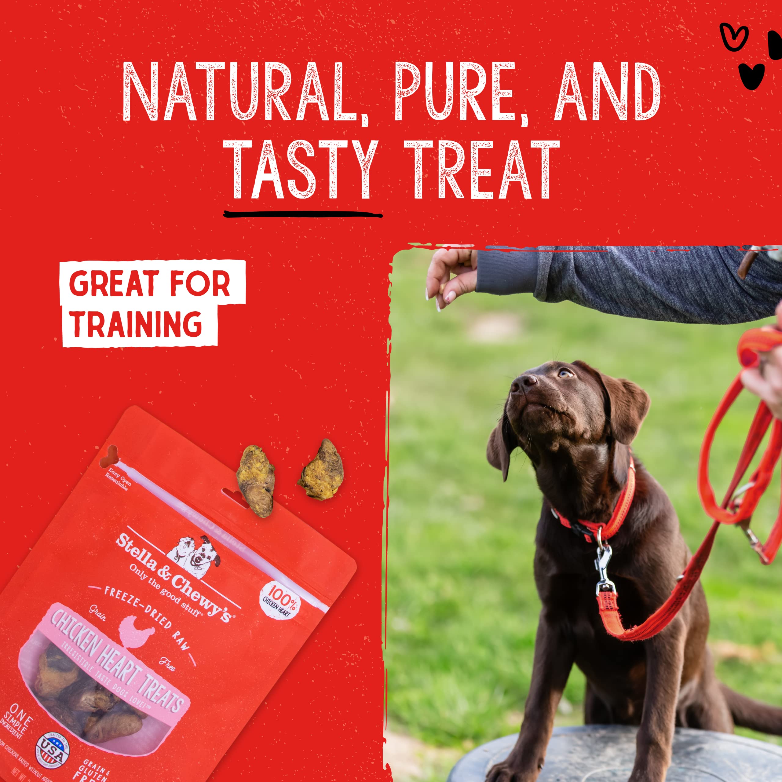 Stella & Chewys Freeze-Dried Raw Single Ingredient Chicken Hearts Dog Treats, 11.5 oz. Bag